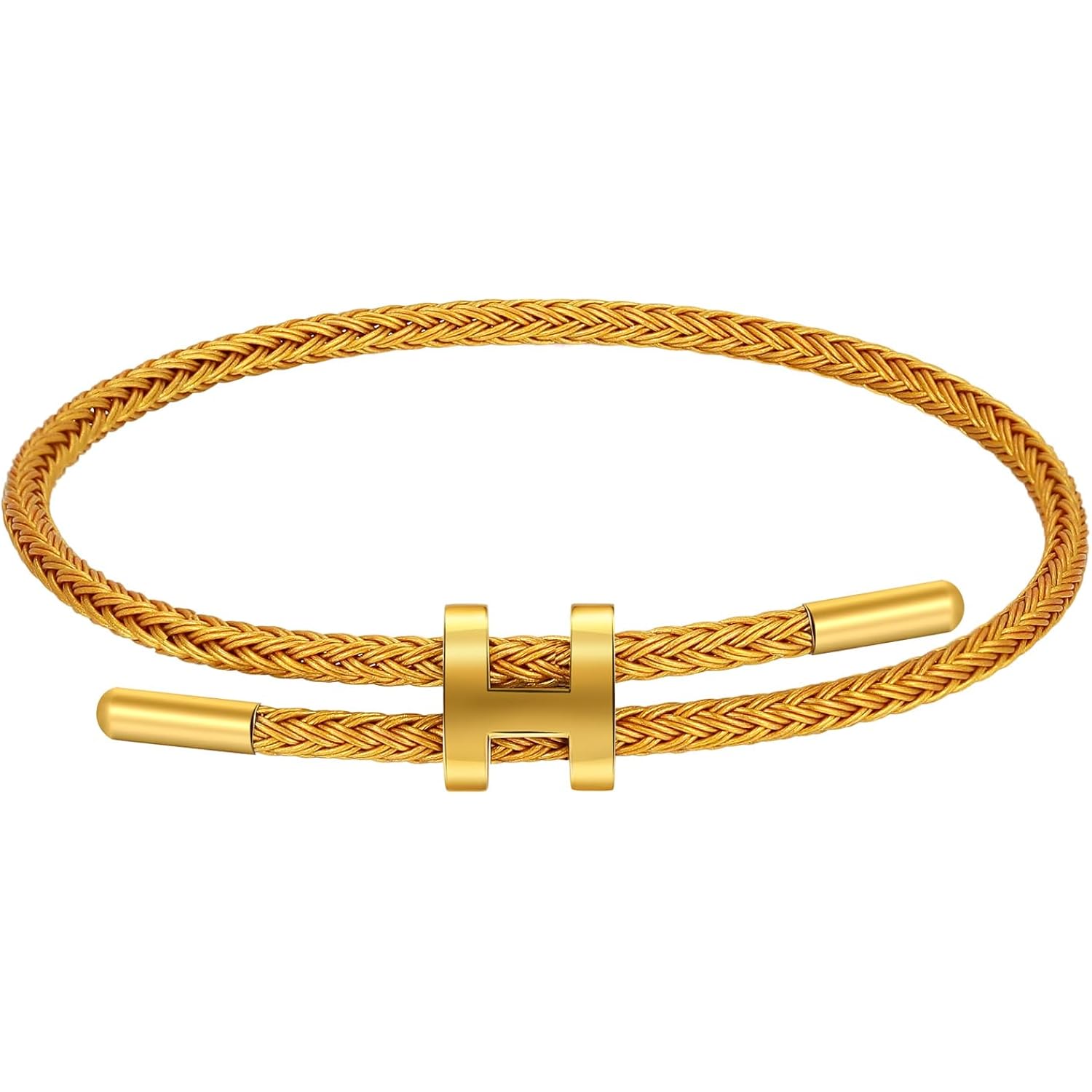 AIMADE Bracelets for Women Adjustable Charm Bracelet, 18k Gold-plated Buckle Design Titanium Steel Wire Rope Women's Gift Jewelry