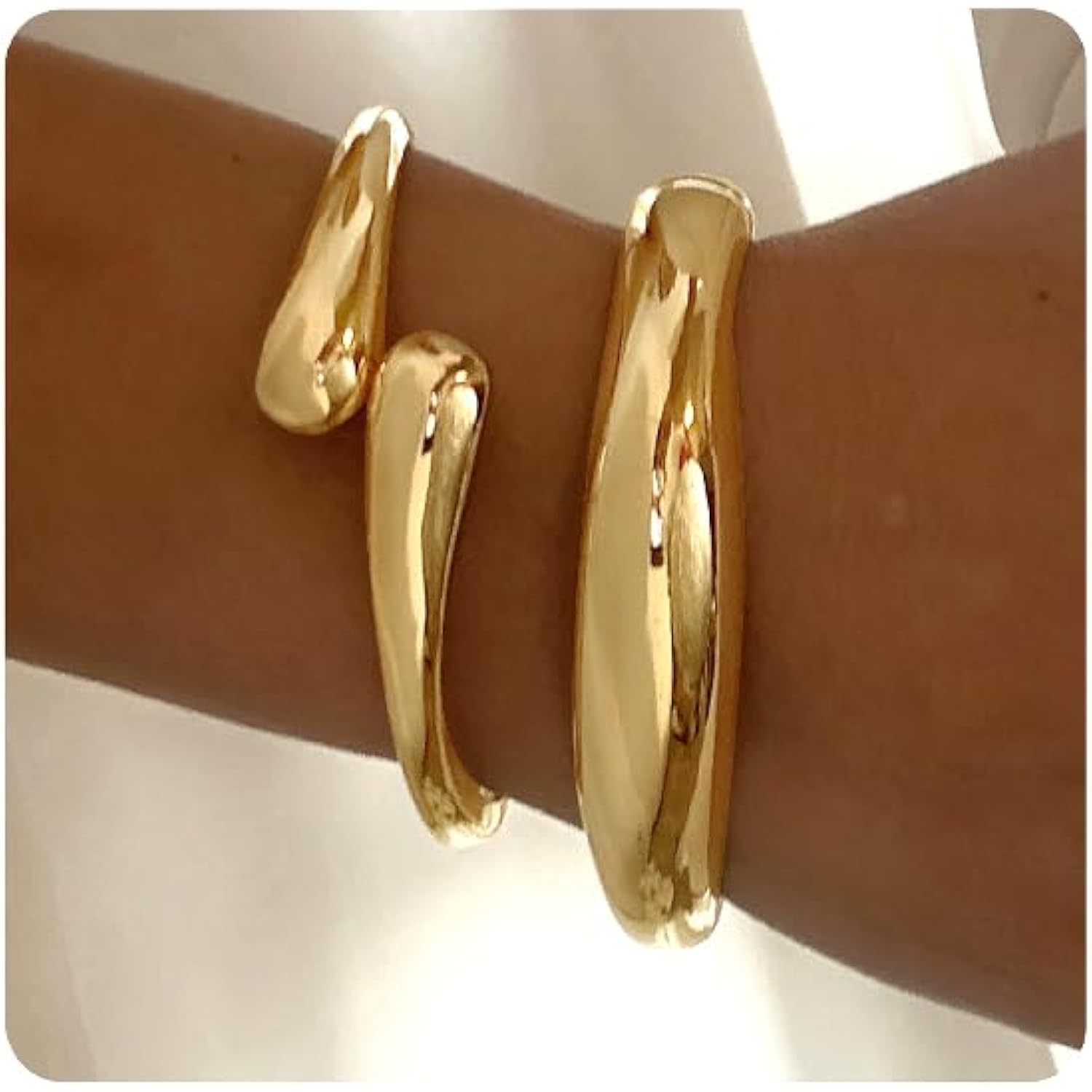 Chunky Gold Bangles Bracelets for Women Gold Cuff Bracelet Set Waterproof Non Tarnish Stack Bracelet for Women Gifts