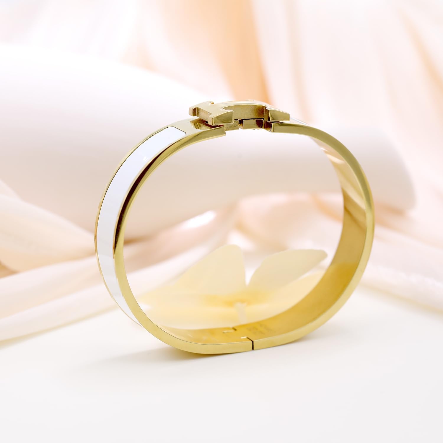 18K Gold Plated Bracelet For Women, Letter Enamel Bangle Bracelet Couple Bracelet, Exclusive Women Gift