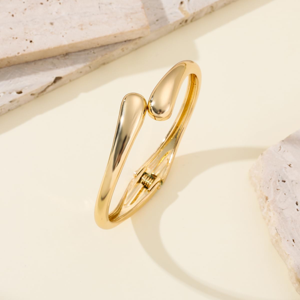 Chunky Gold Bangles Bracelets for Women Gold Cuff Bracelet Set Waterproof Non Tarnish Stack Bracelet for Women Gifts