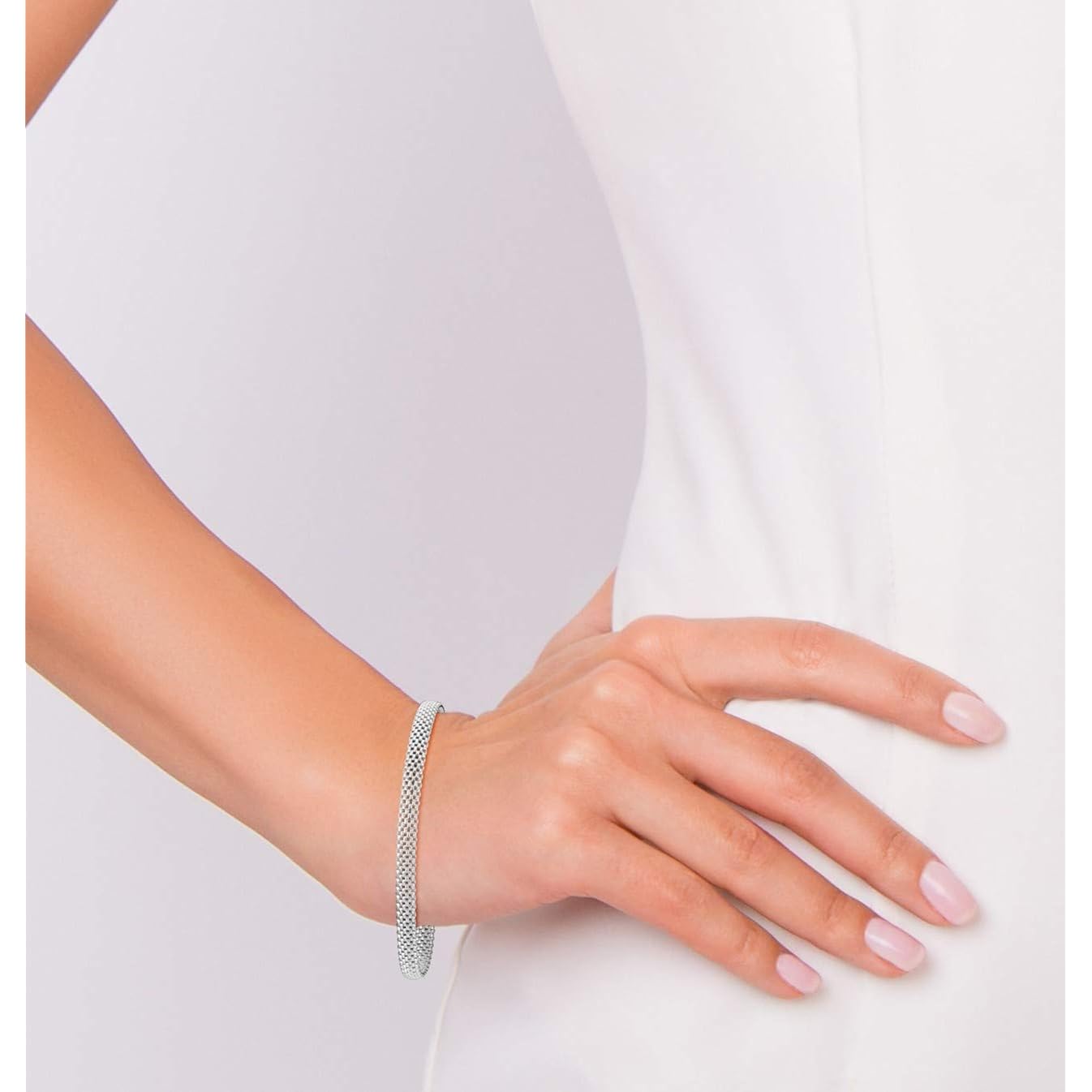 Miabella 925 Sterling Silver Italian 5mm Mesh Link Chain Bracelet for Women, Made in Italy