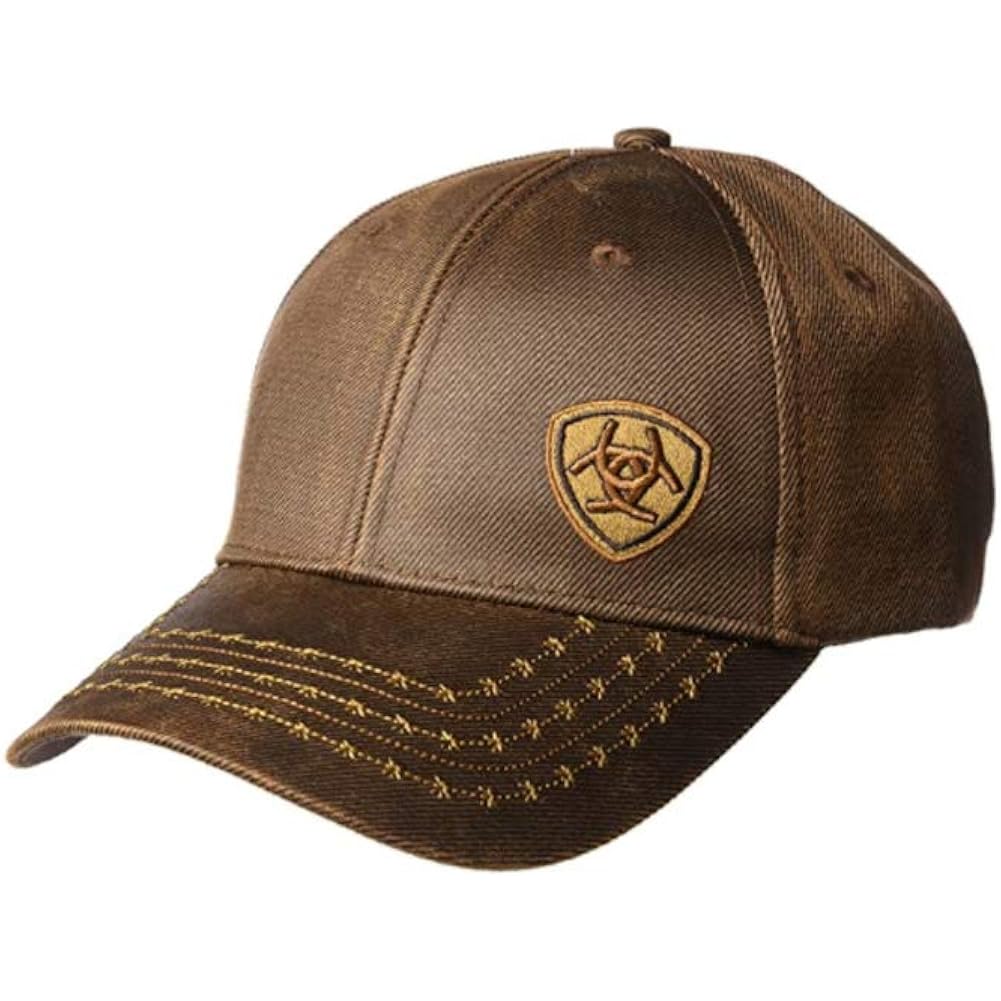ARIAT Men's Oilskin Corner Logo Cap, Brown, One Size