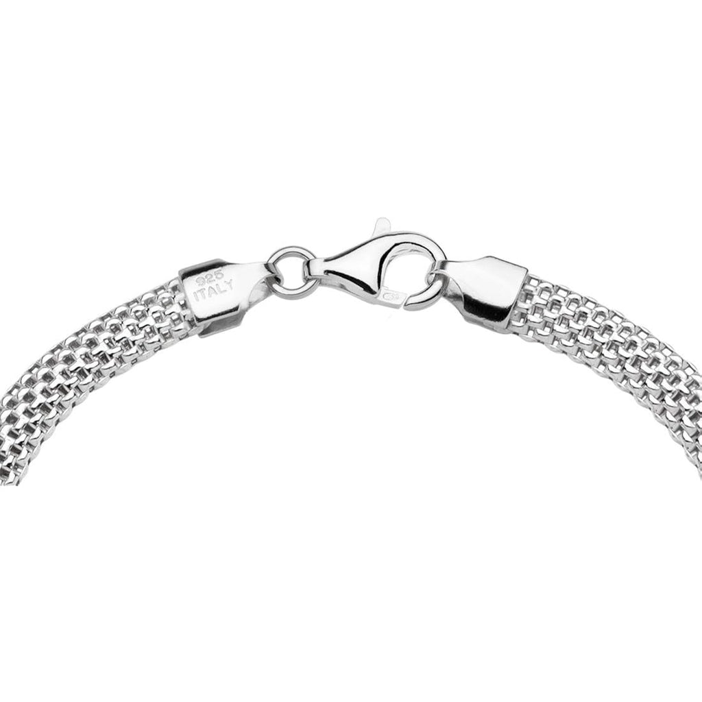 Miabella 925 Sterling Silver Italian 5mm Mesh Link Chain Bracelet for Women, Made in Italy