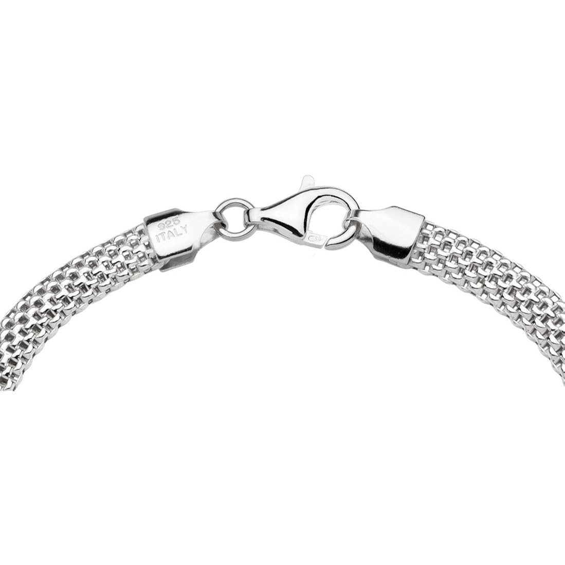 Miabella 925 Sterling Silver Italian 5mm Mesh Link Chain Bracelet for Women, Made in Italy