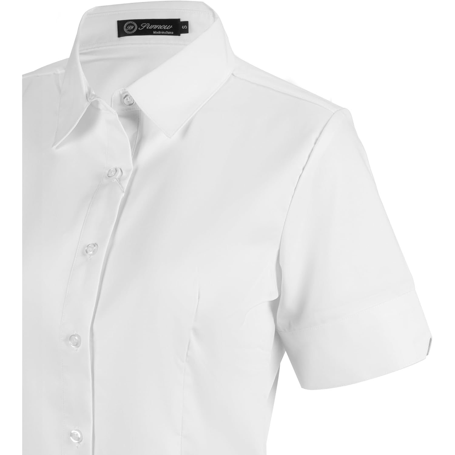 SUNNOW Womens Button Down Shirts Tailored Short Sleeve Shirt Basic Simple Stretch Wrinkle Free Formal Work Blouses