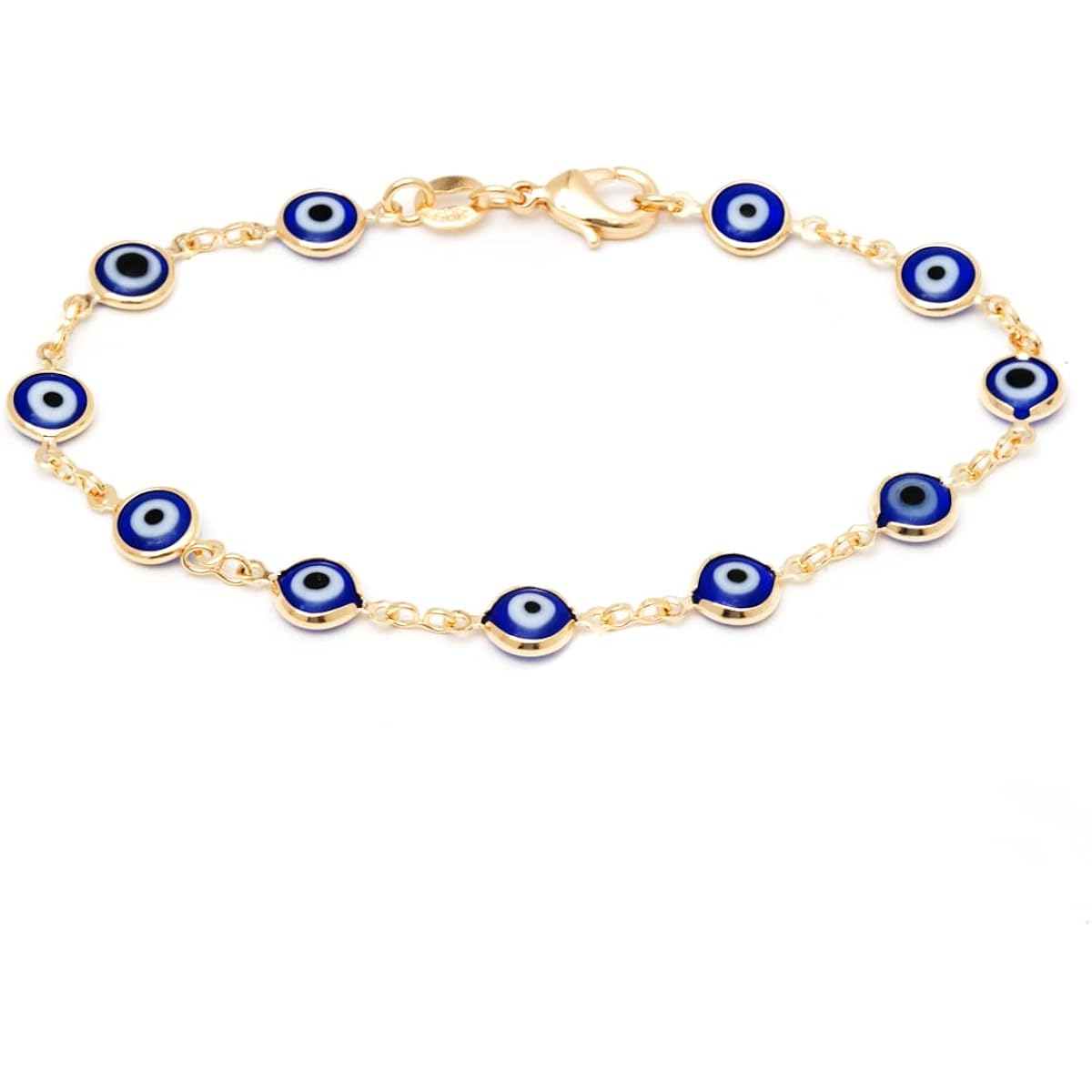 Barzel 18K Gold Plated Multicolored Evil Eye Bracelet for Women - Made in Brazil