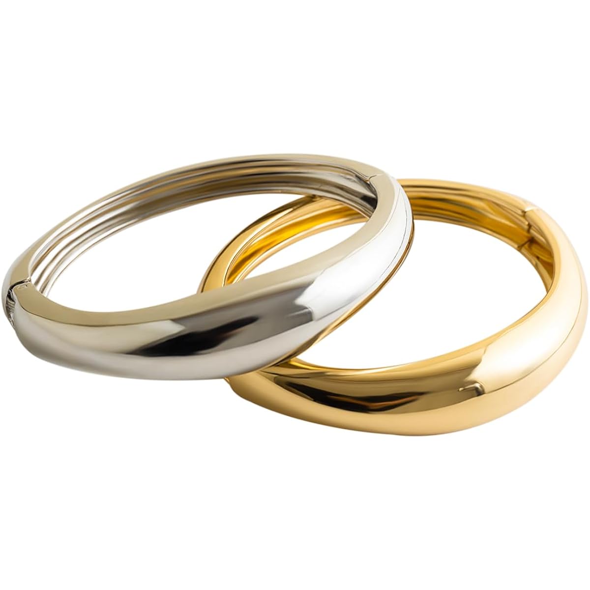 Gold Bangle Bracelets for Women Silver Plated Wide Wire Chunky Cuff Bracelets Trendy Hinged Cuff Open Wide Chunky Silver Bracelet Irregular Minimalist Bangle Jewelry