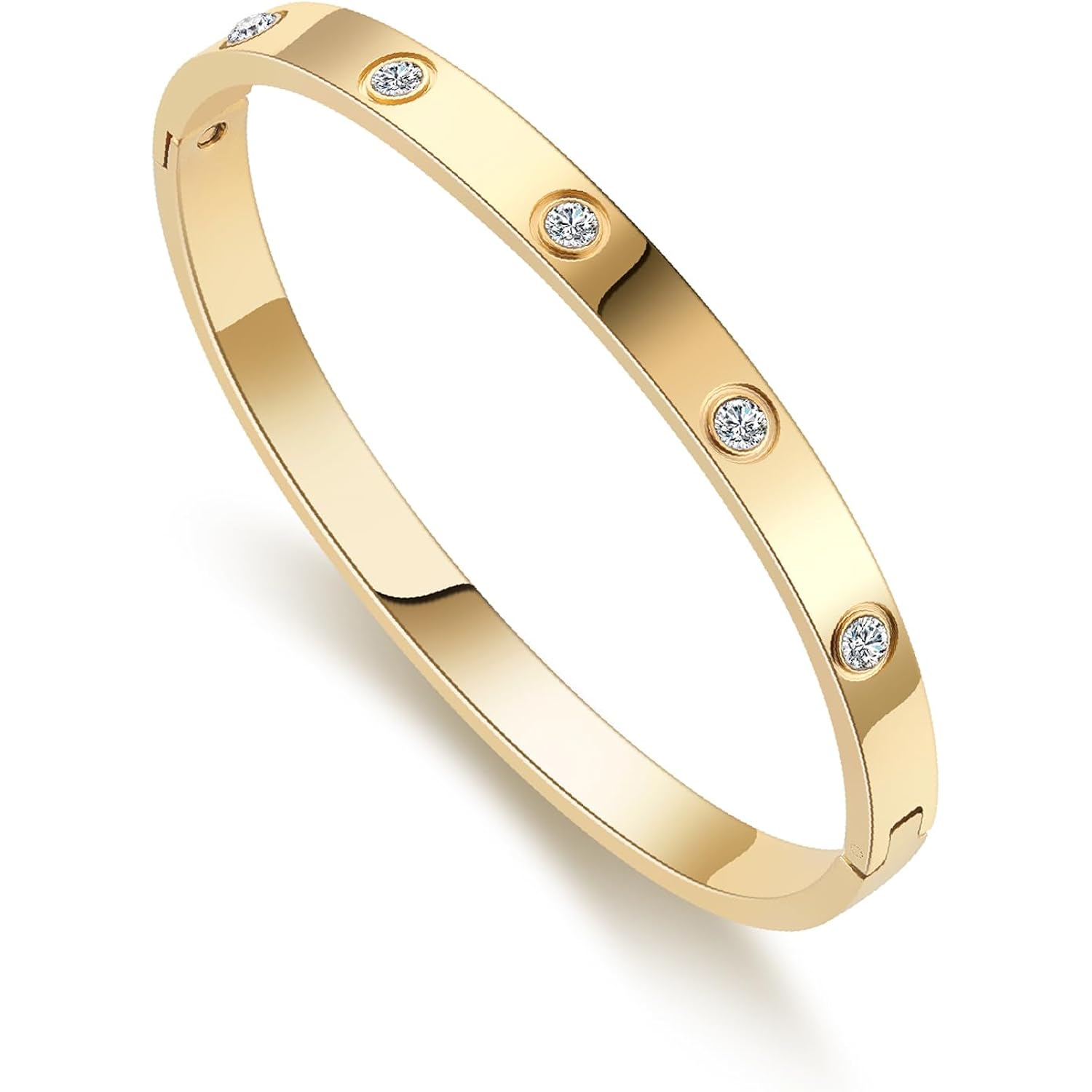 Gold Bracelets for Women Friendship Love Bangle Bracelets Cubic Zirconia Stainless Steel Bracelet Jewelry Birthday Gifts for Women Stocking Stuffers