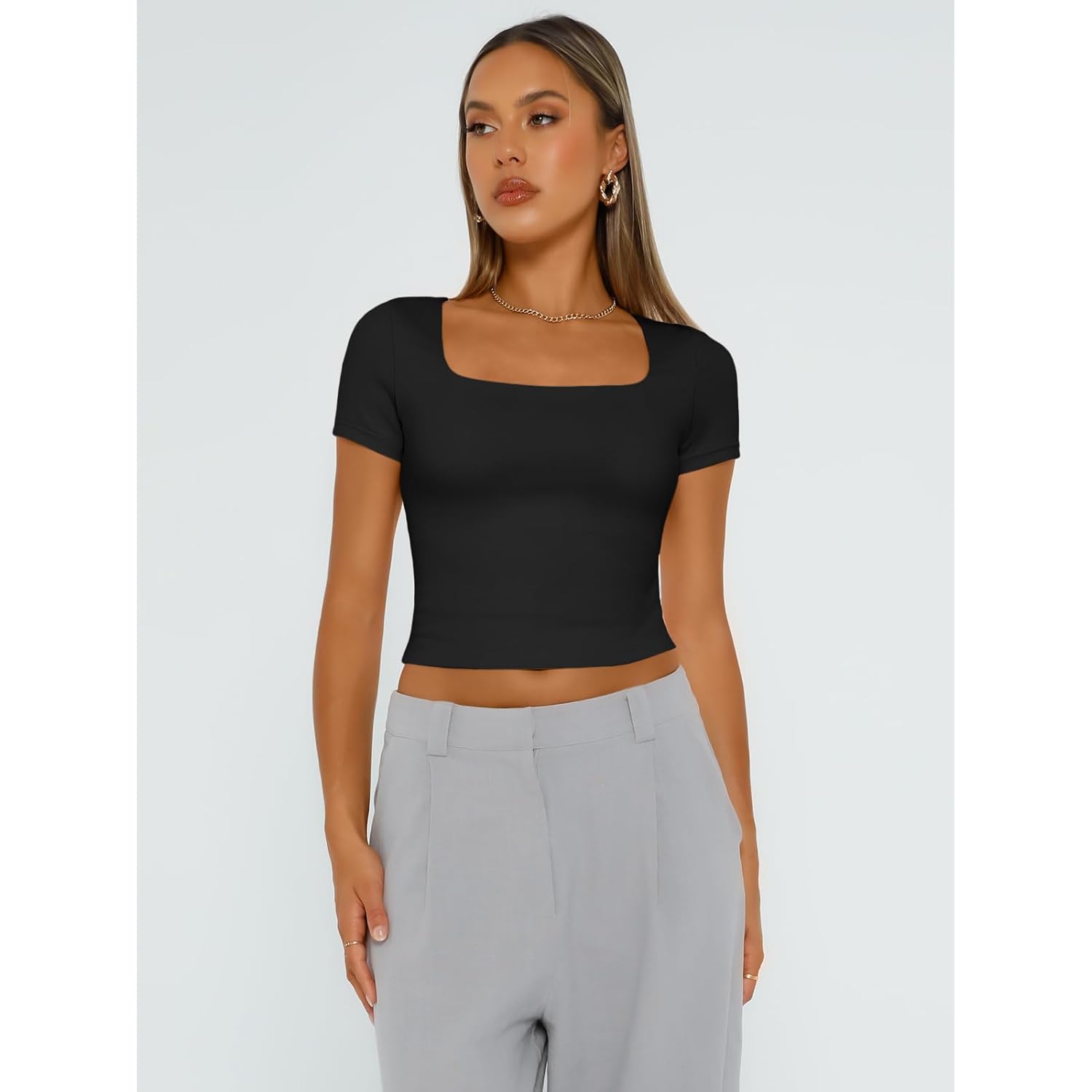 Trendy Queen Tshirts Shirts for Women Double Lined Going Out Crop Tops 2025 Spring Summer Workout Y2k Clothes Beach Fashion