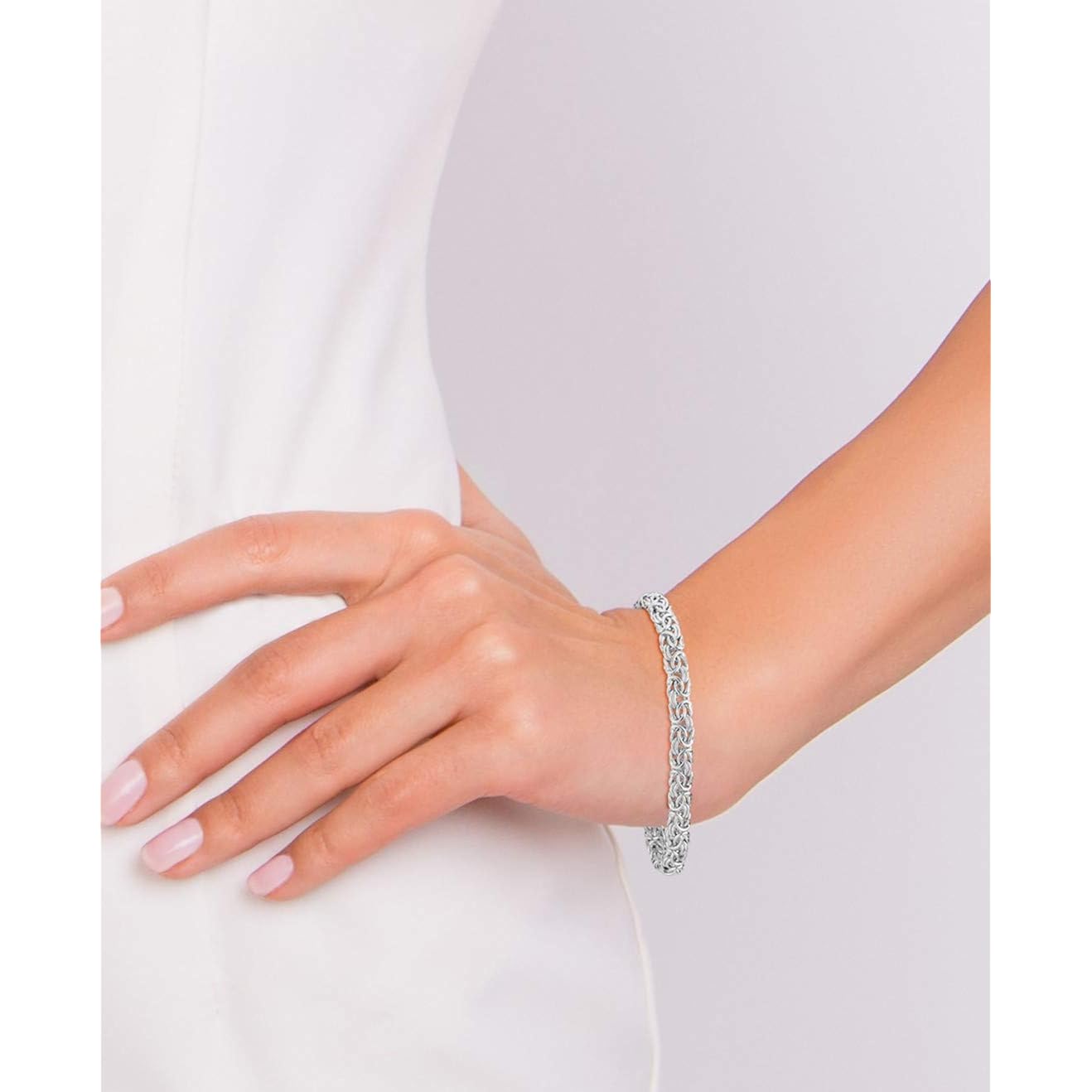 Miabella Italian 925 Sterling Silver Byzantine Bracelet for Women, Handmade in Italy