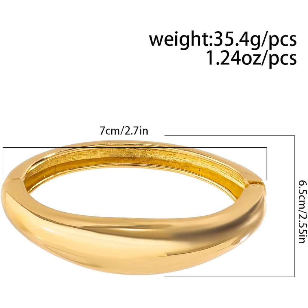 Gold Bangle Bracelets for Women Silver Plated Wide Wire Chunky Cuff Bracelets Trendy Hinged Cuff Open Wide Chunky Silver Bracelet Irregular Minimalist Bangle Jewelry