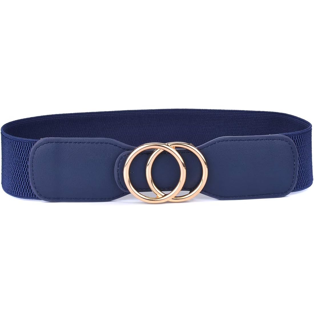 Beltox Women’s Elastic Stretch Wide Waist Belts w Double Rings Gold/Silver Buckle
