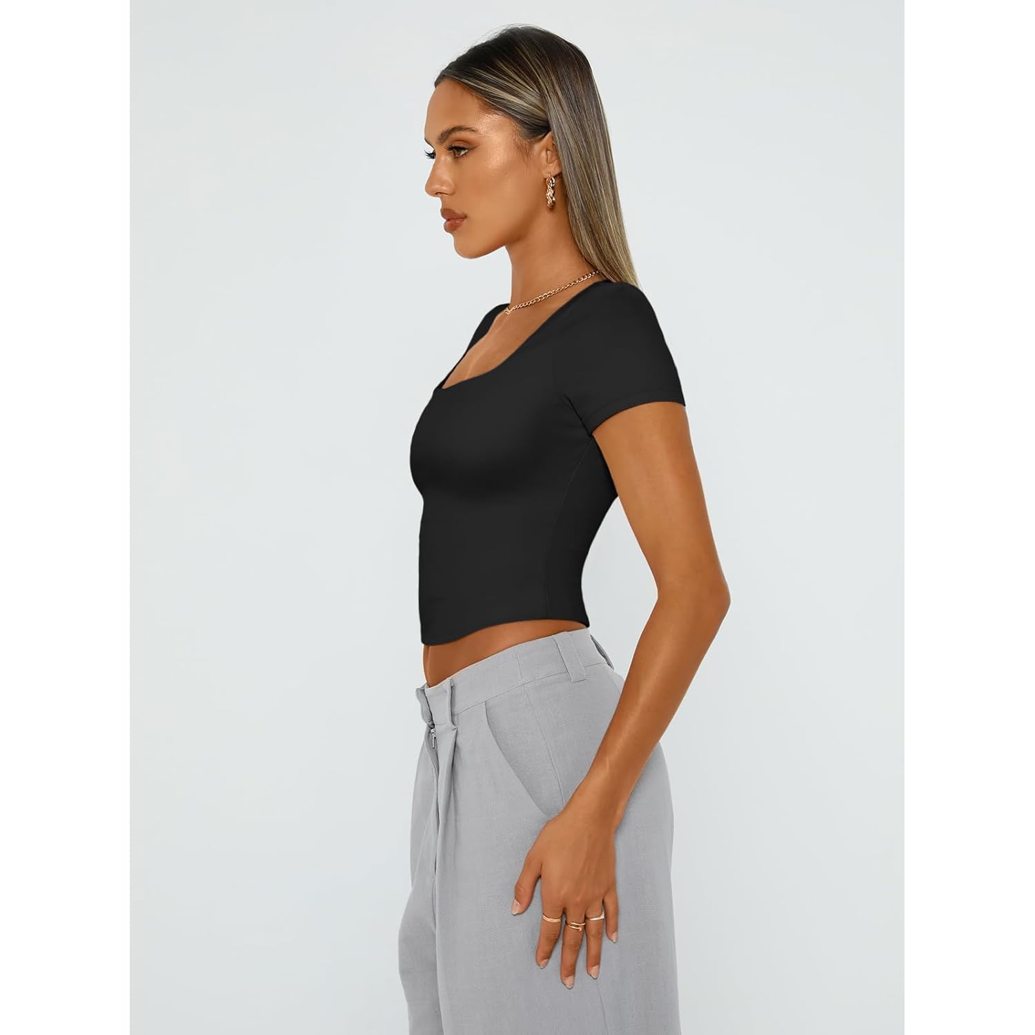 Trendy Queen Tshirts Shirts for Women Double Lined Going Out Crop Tops 2025 Spring Summer Workout Y2k Clothes Beach Fashion