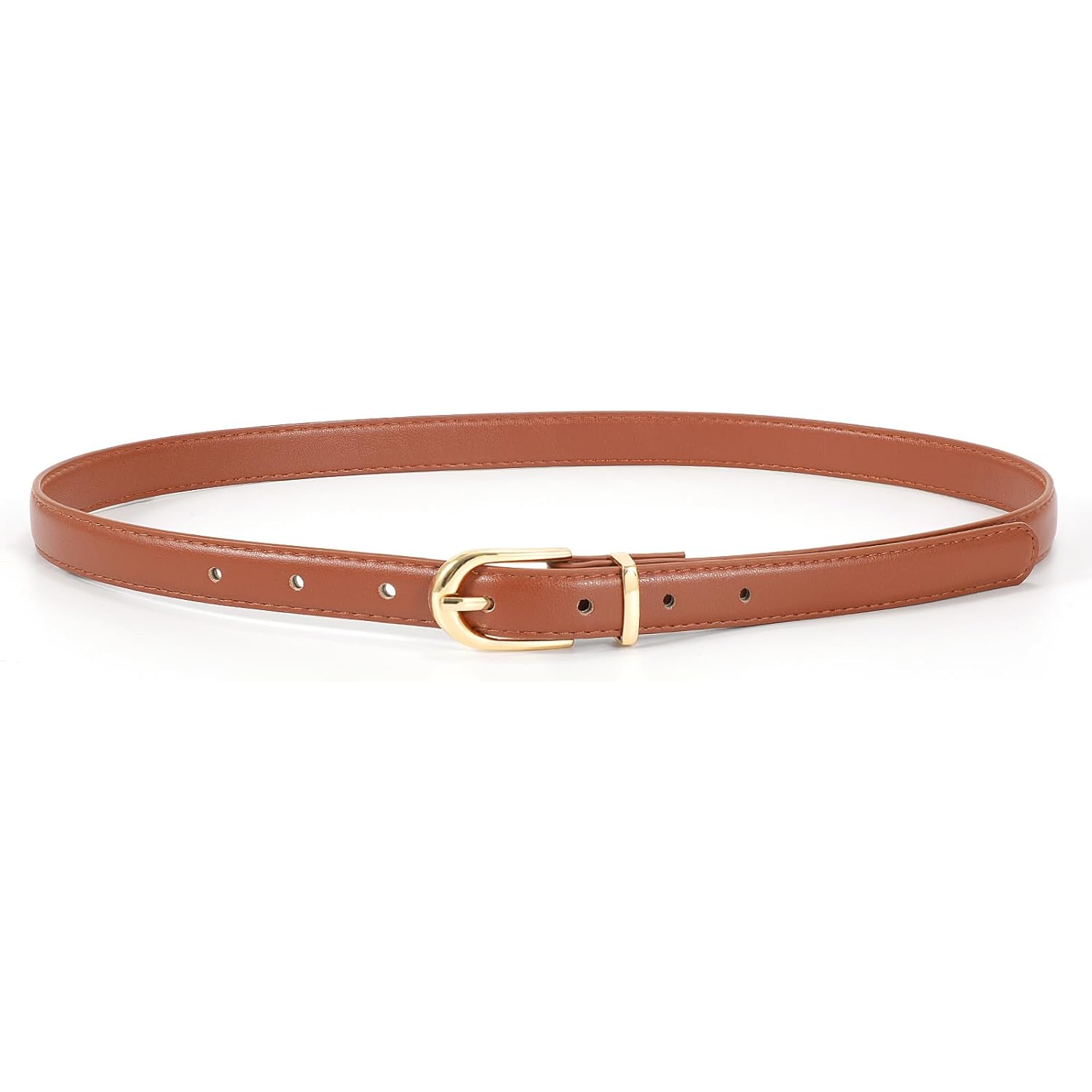 JASGOOD Womens Skinny Leather Belt Ladies Thin Faux Leather Belt with Gold/Silver Buckle for Jeans Dress Pants