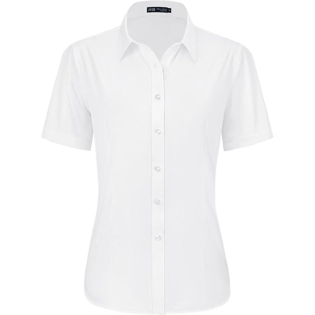 J.VER Womens Button Down Shirts Stretch Wrinkle Free Formal Short Sleeve Dress Shirt Summer Work Blouses Business Casual Tops