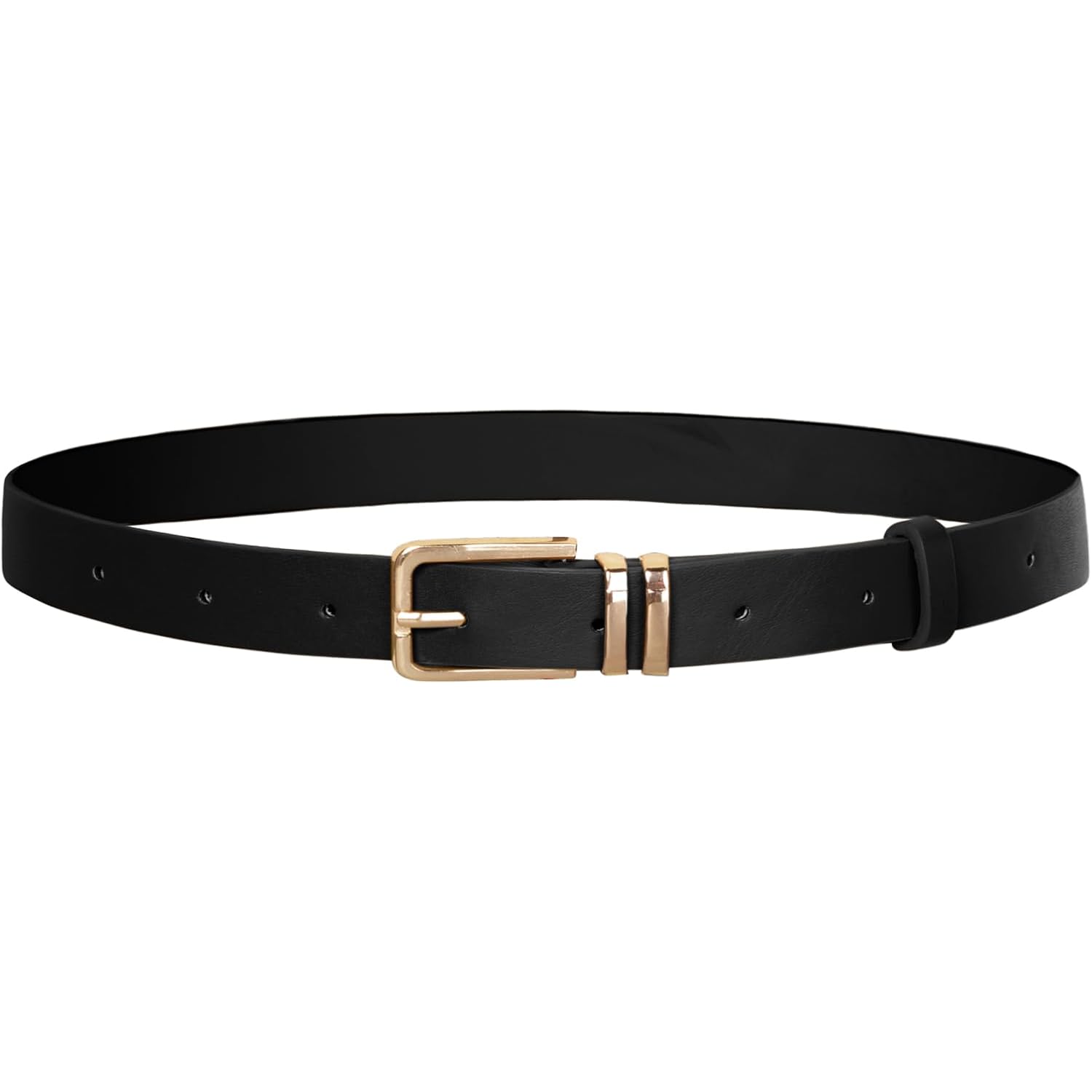 GRACE KARIN Women Leather Belt for Dresses Jeans Pants Waist Belt with Gold Buckle Medium PU Leather Belt
