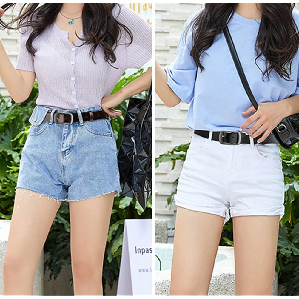 West Leathers [2 Pack] Leather Belt Women-Womens Leather Belt with Pin Buckle-Belts for Women for Jeans, Pants, Dresses
