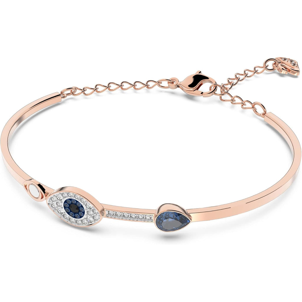 Swarovski Women's Symbolica Evil Eye Bangle Bracelet, Blue Crystal, Mixed Metal Finish, Medium