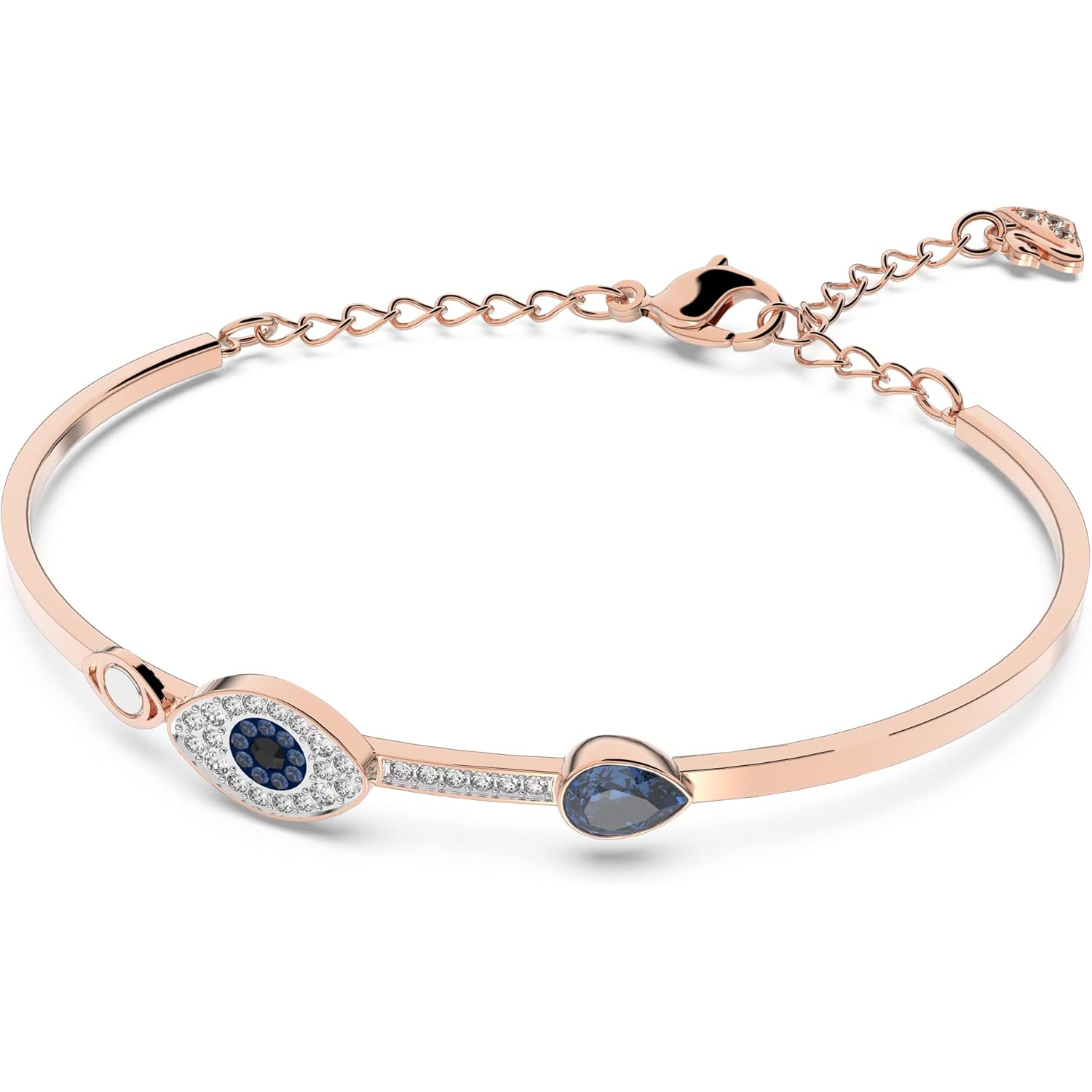 Swarovski Women's Symbolica Evil Eye Bangle Bracelet, Blue Crystal, Mixed Metal Finish, Medium