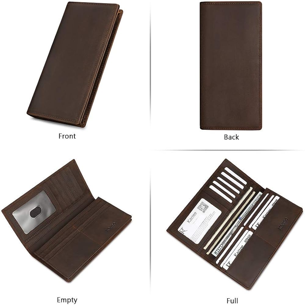 Kattee Men's Vintage Genuine Leather Long Wallet for Checkbook Credit Cards