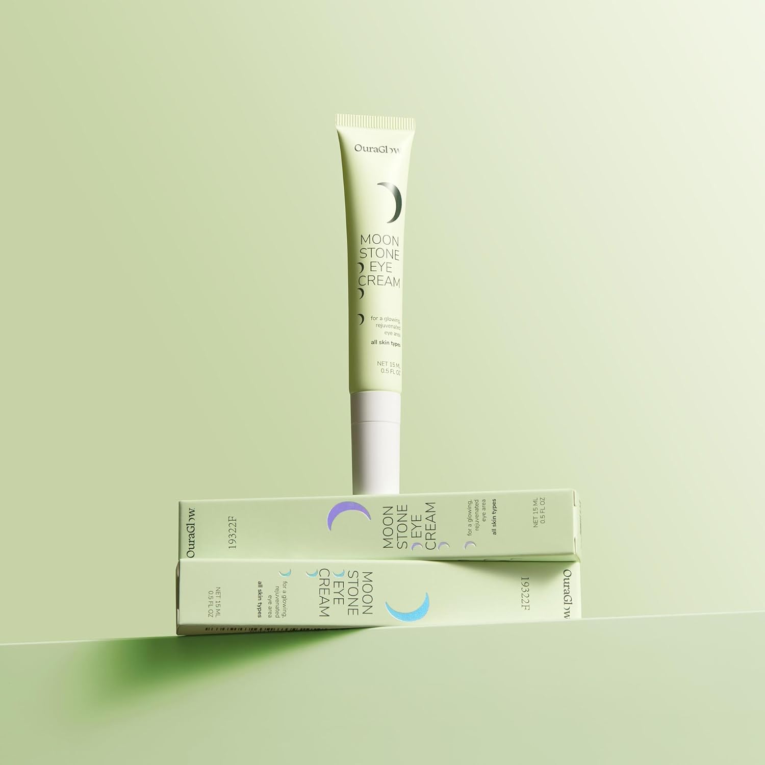 Caffeine Eye Cream for Dark Circles and Puffiness – Moonstone Under Eye Cream with Cooling Tip, Retinol, Hyaluronic Acid & Peptides – for Wrinkles, Bags, Fine Lines – Fragrance-Free