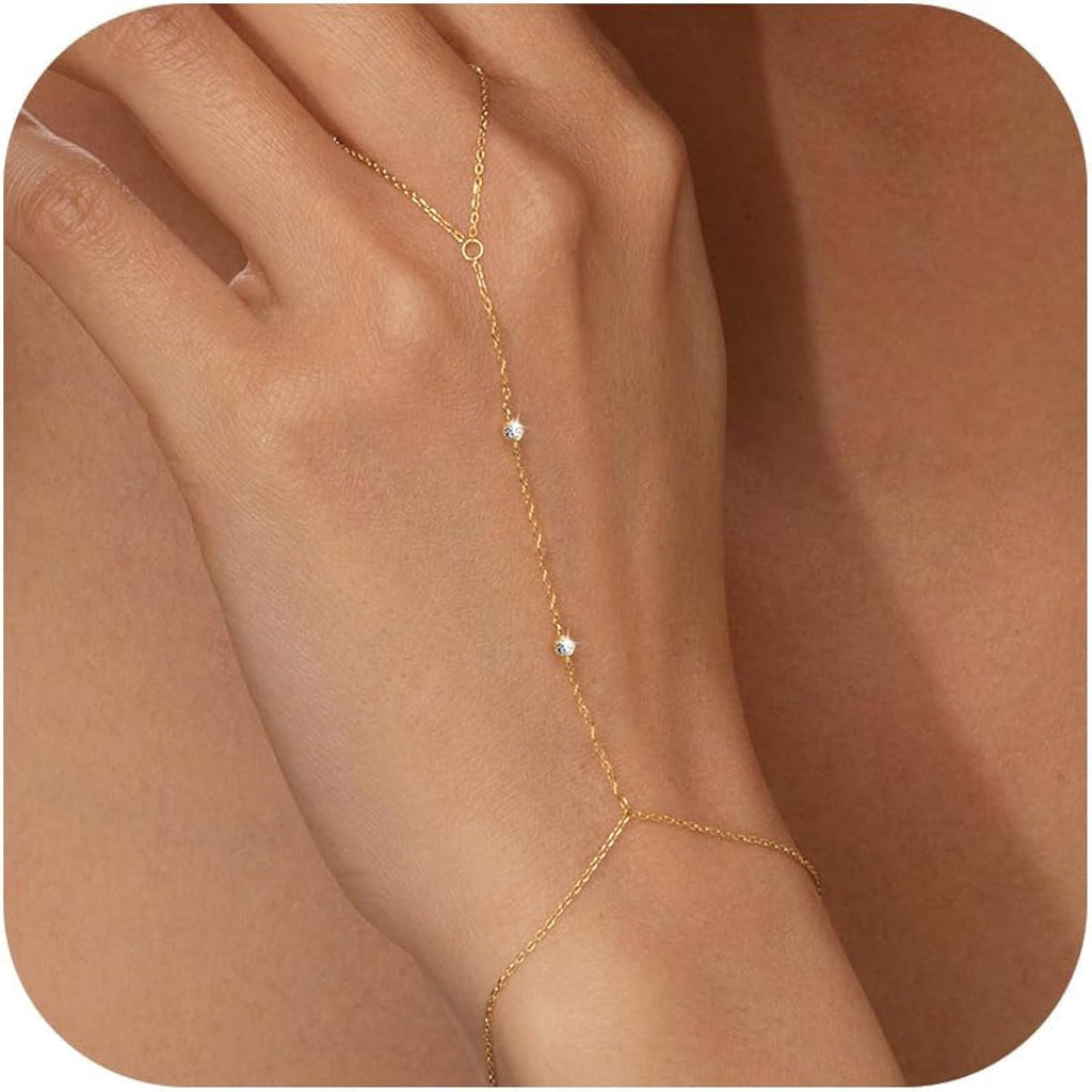 Gold Bracelets for Women Trendy,14K Real Gold Plated Dainty Stackable Paperclip Cuban Link Chain Bracelets,Cuff Bracelets Jewelry Set Adjustable 7"+2"