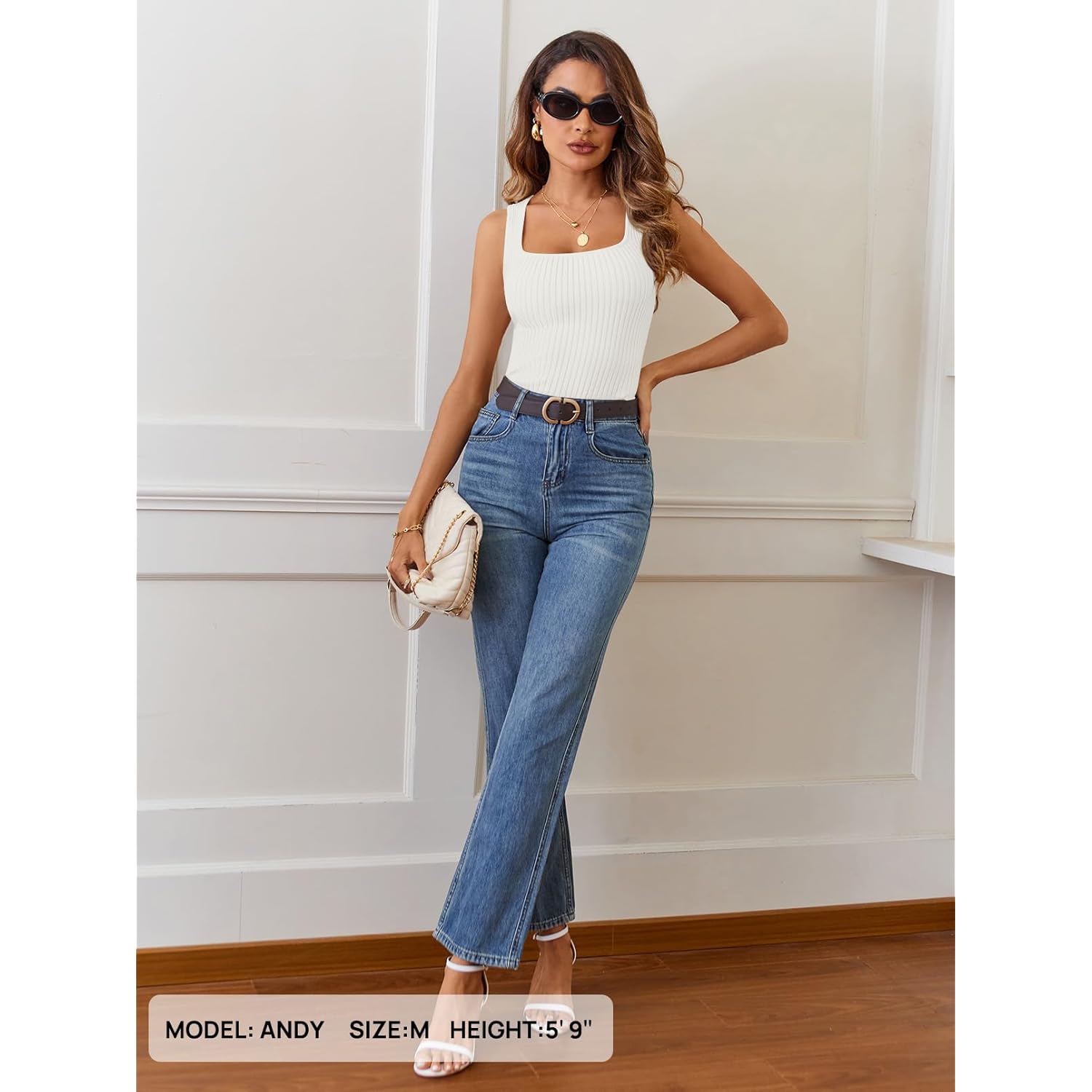 MEROKEETY Women's Ribbed Knit Tank Tops 2025 Square Neck Sleeveless Summer Basic Shirts Sweater Vest