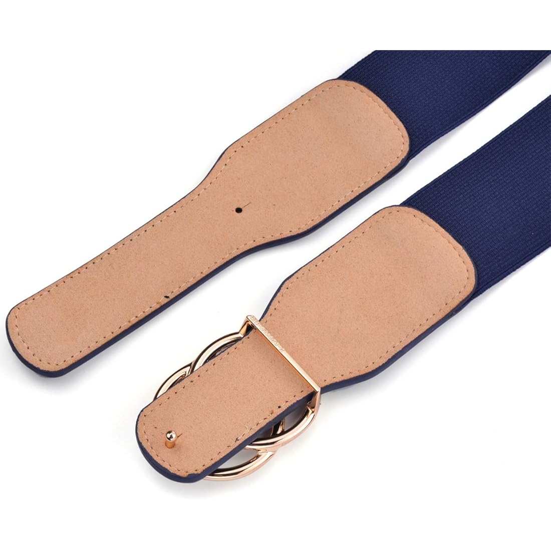 Beltox Women’s Elastic Stretch Wide Waist Belts w Double Rings Gold/Silver Buckle