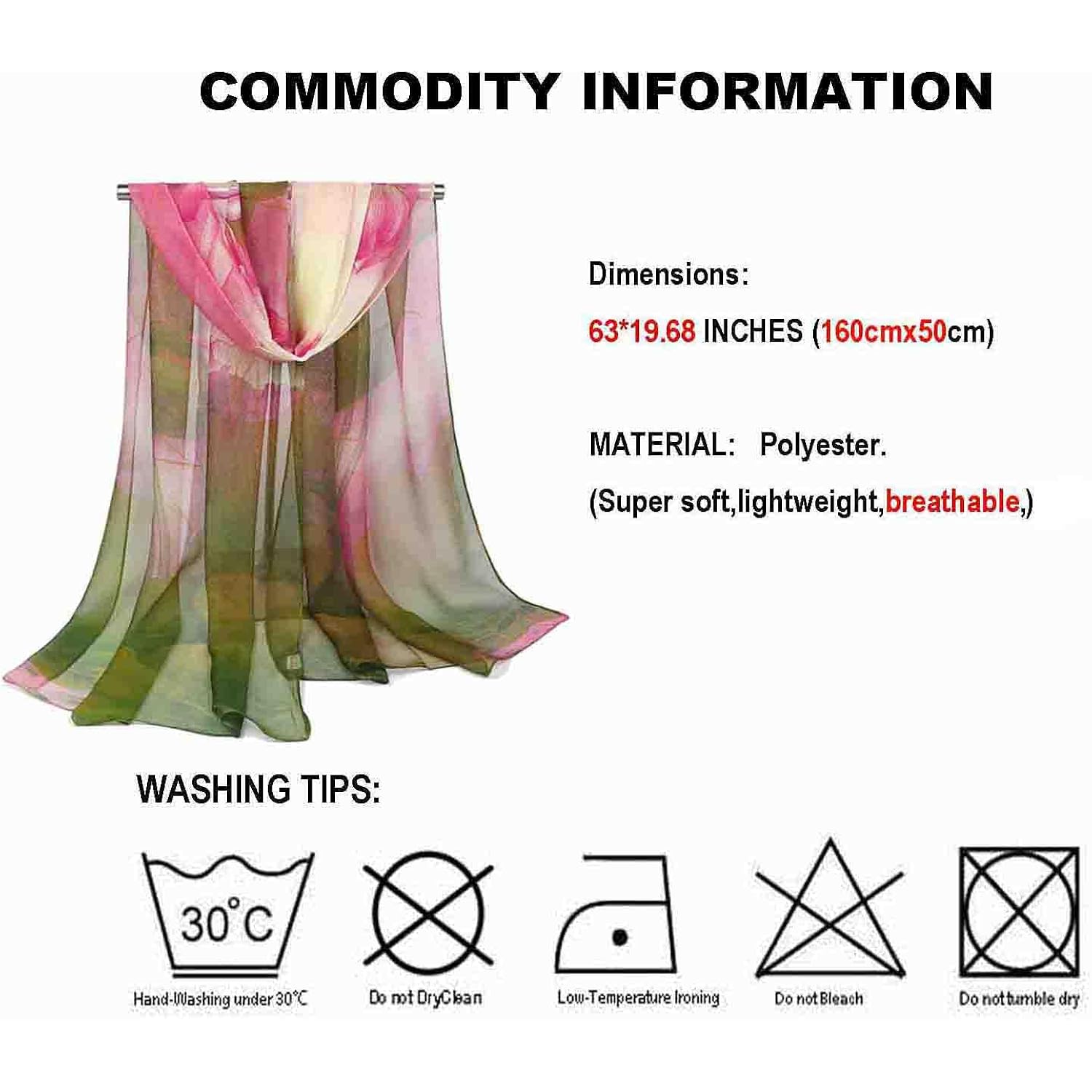 Acotavie Scarfs for Women Lightweight Fashion Scarves Print Floral Pattern Scarf Shawl Wraps