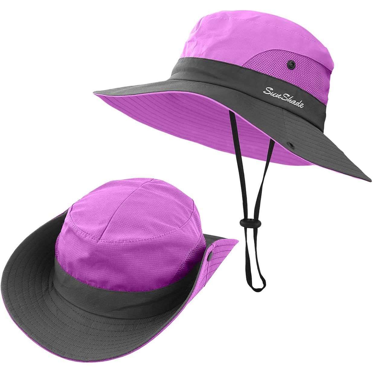 3 Pieces Womens Ponytail Wide Brim Sun Hat Packable UV Protection Beach Cap for Fishing & Hiking