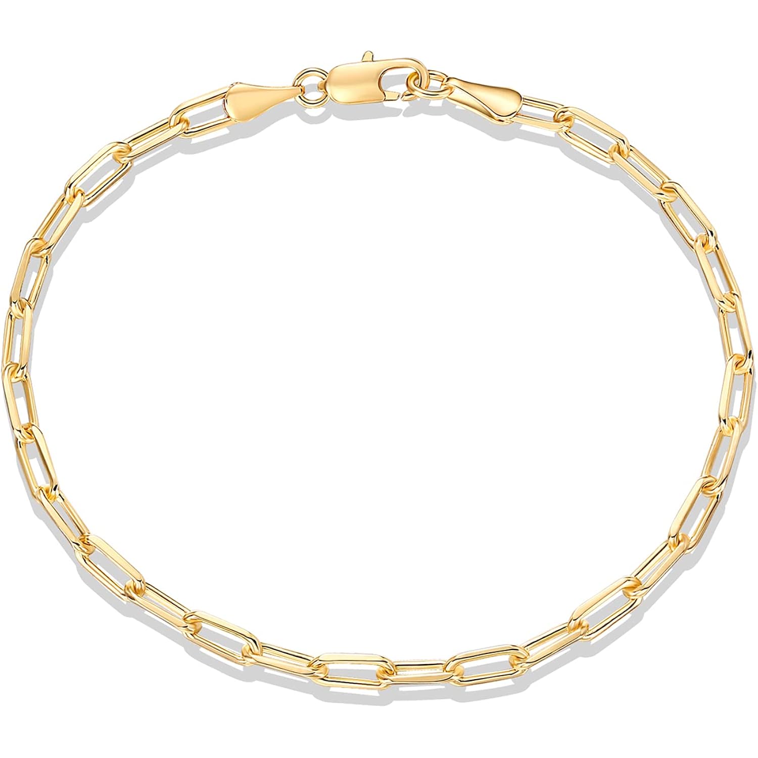 PAVOI 14K Gold Plated Paperclip/Curb/Figaro Chain Adjustable Bracelet for Women