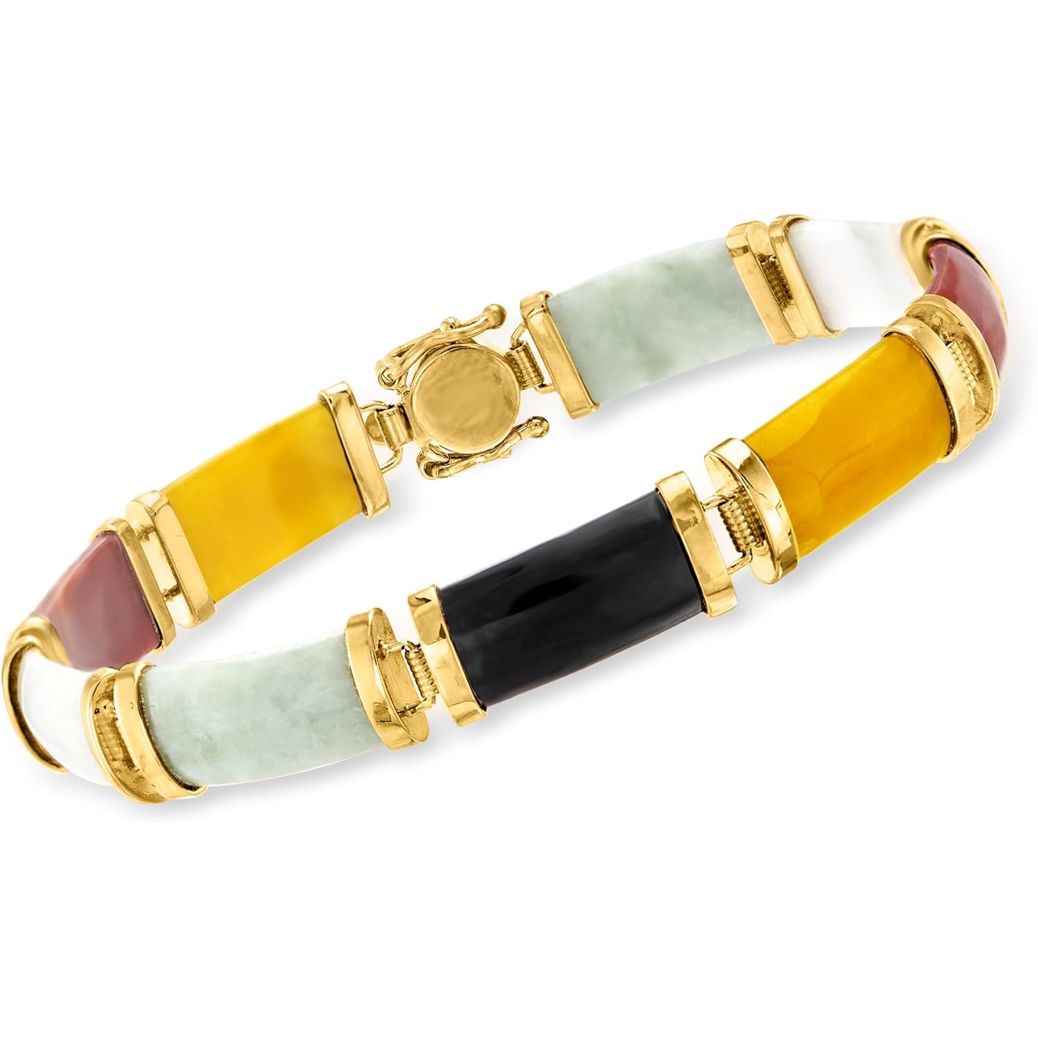 Ross-Simons Good Fortune Jade Bracelet in 18kt Gold Over Sterling