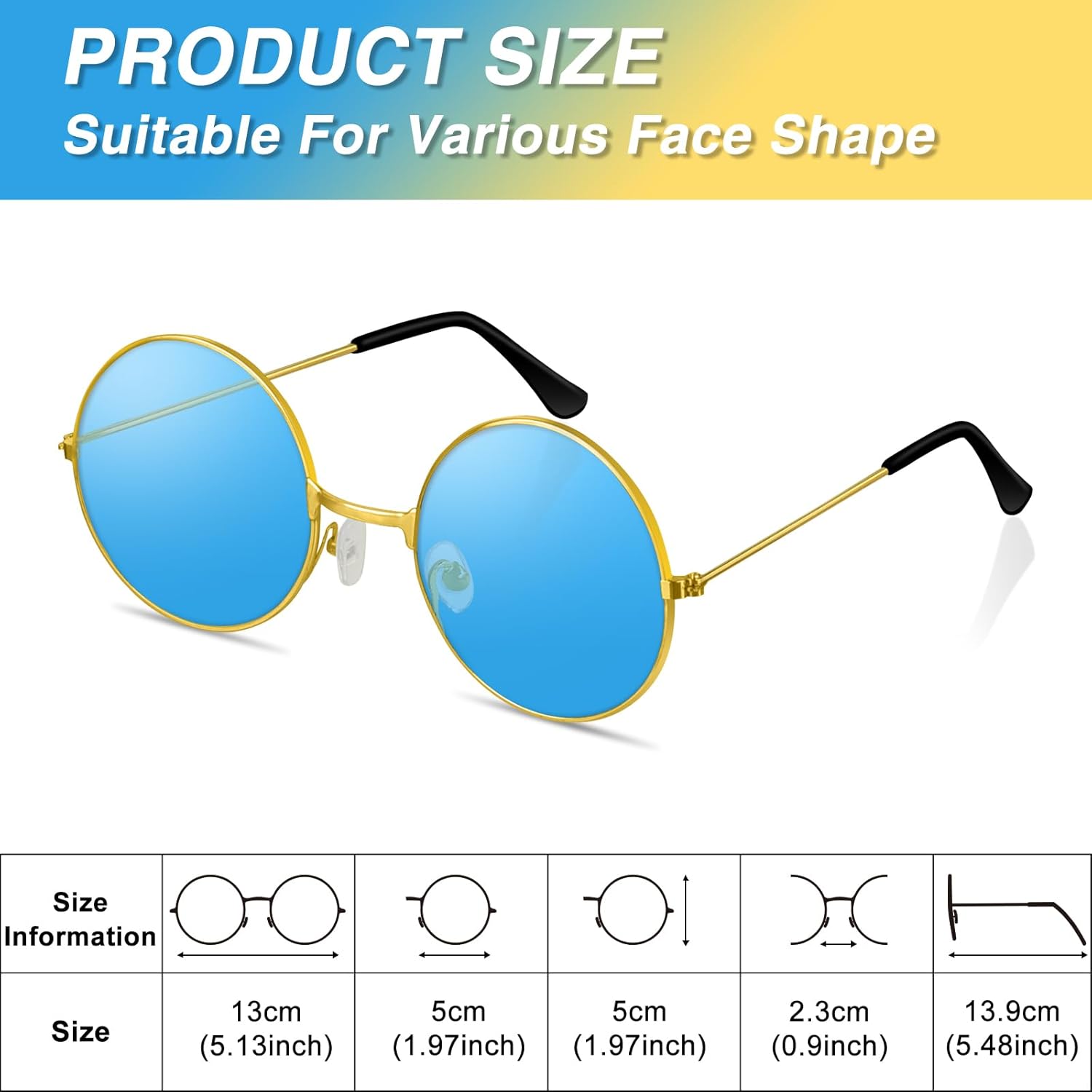4/8/10/12/20/28 Pairs Hippie Sunglasses Round Hippie Glasses 70s Party Decorations Multicolored Glasses for Women