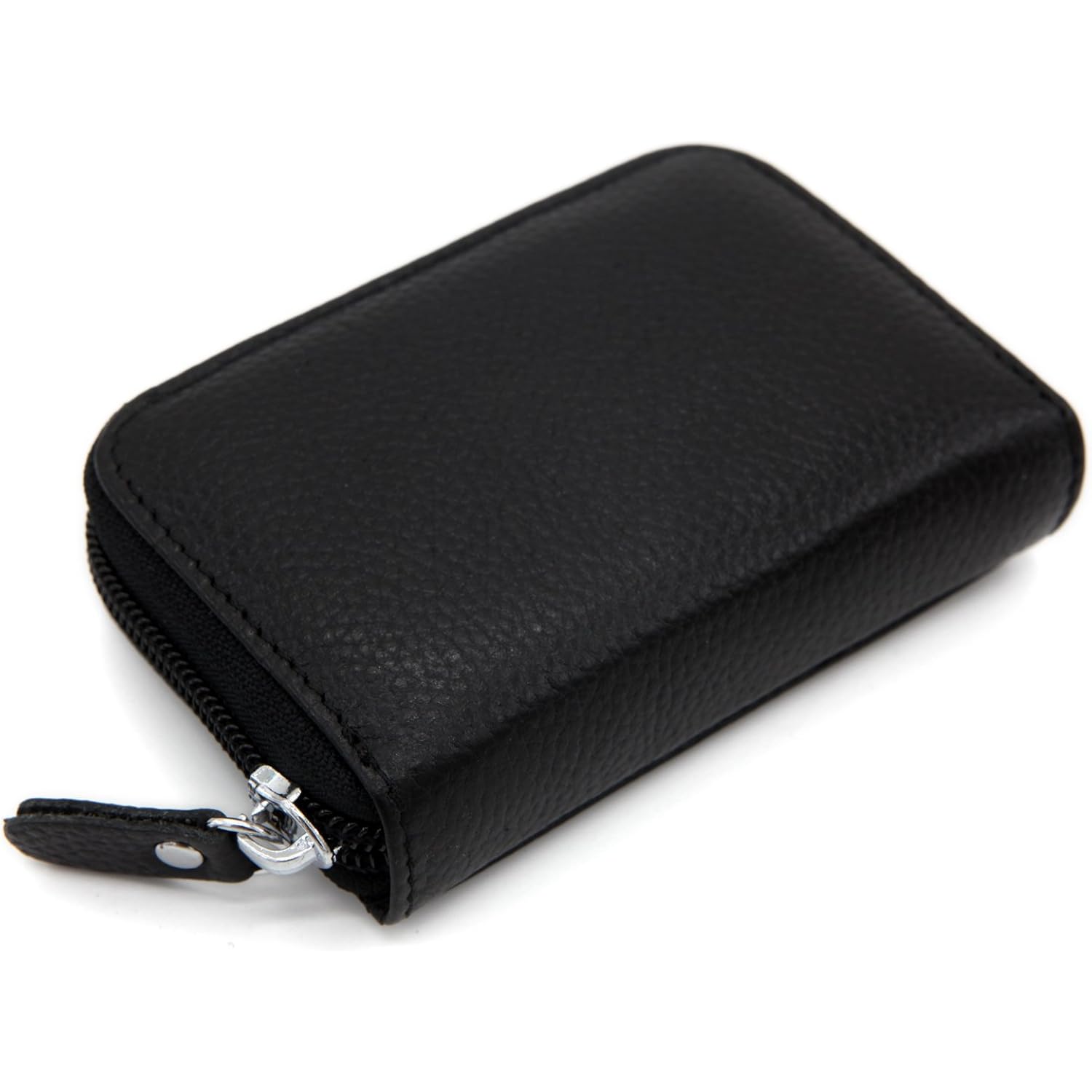 RFID Blocking Genuine Leather Credit Card Case Holder Security Travel Wallet - Black