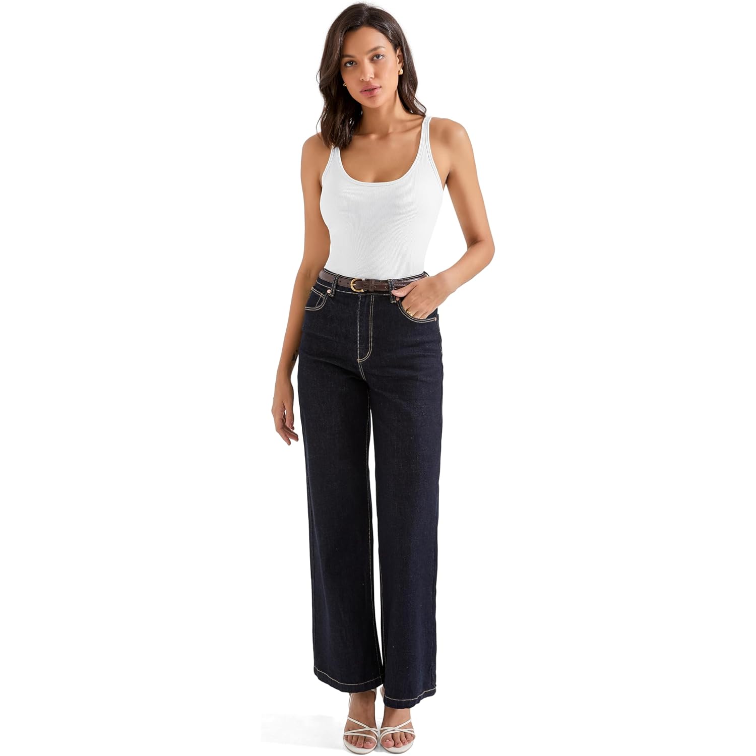 SUUKSESS Women Padded Cotton Ribbed Long Tank Tops 2025 Summer Going Out Basic Scoop Neck Cami Tops