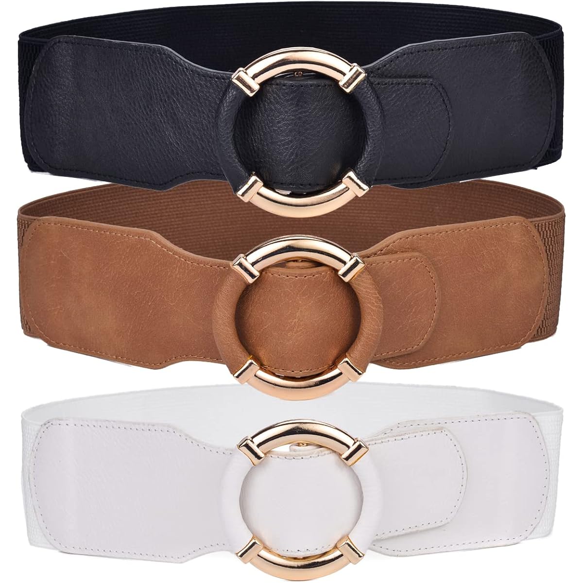 Beltox Women Elastic Belt Dress Stretchy Wide Waist Vintage Thick Cinch PU Leather