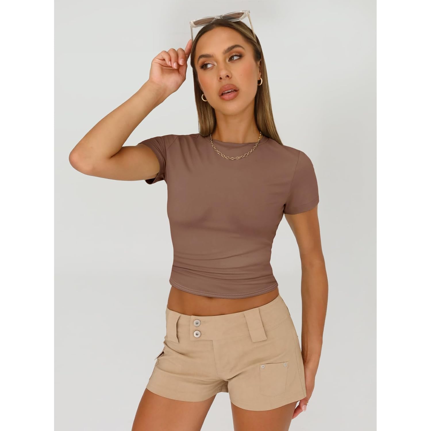 AUTOMET Womens 3 Piece Short Sleeve Shirts Basic Going Out Slim Fitted Crop Tops 2025 Summer Y2k Clothes