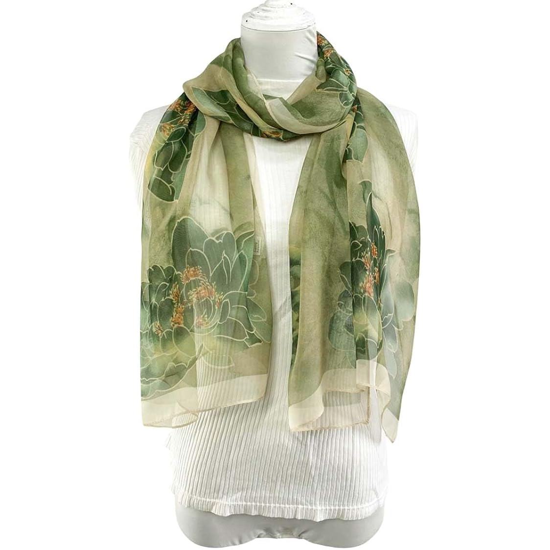 Acotavie Scarfs for Women Lightweight Scarves Fashion Print Floral Pattern Sheer Scarf Shawl Wraps