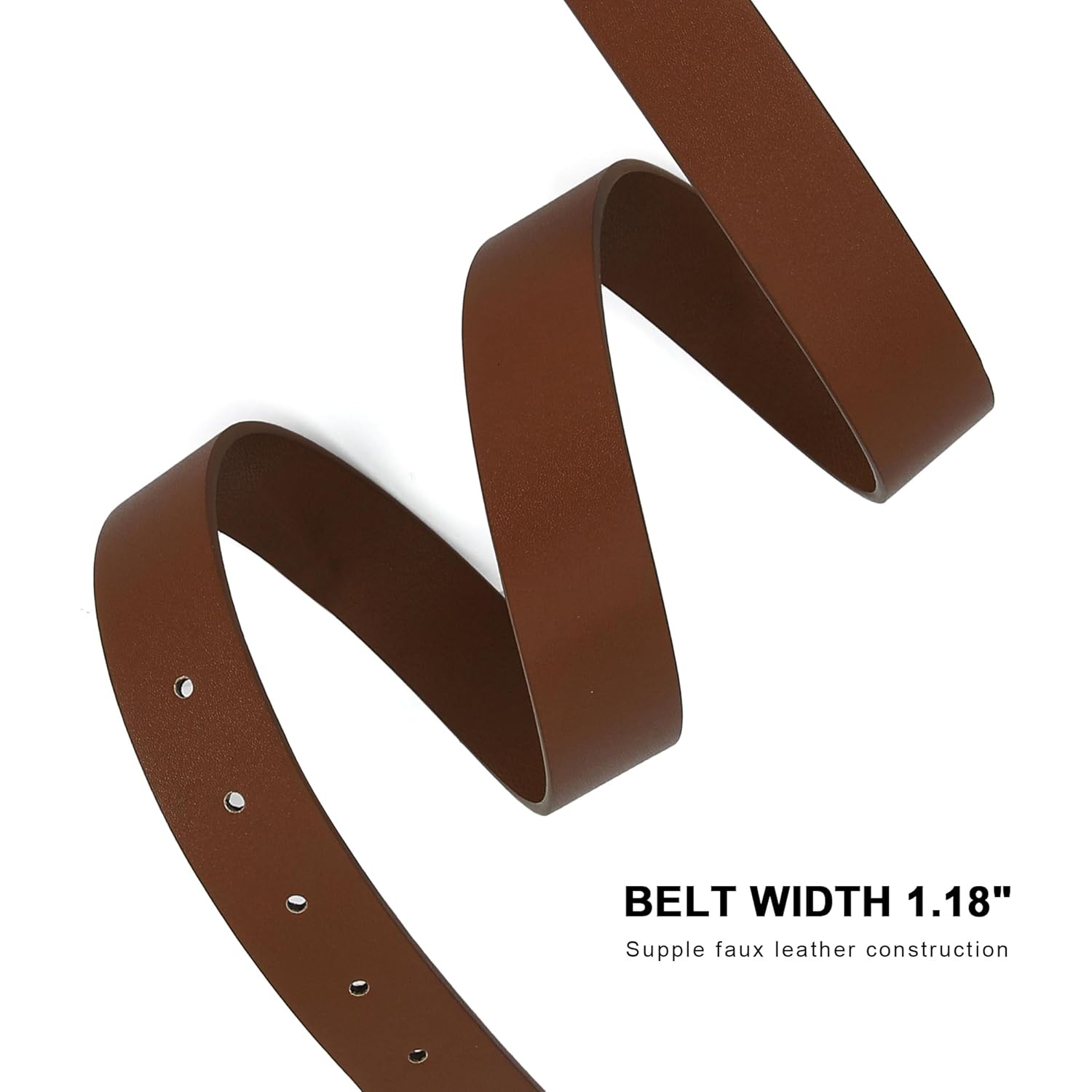 Earnda Leather Belts for Women Casual Fashion Waist Belt with Liquid Shapes Gold Buckle for Jeans Pants Dresses