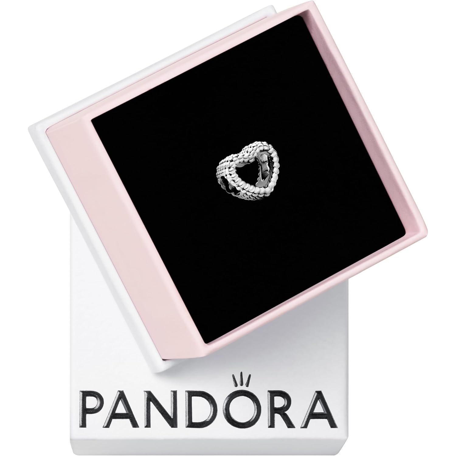 PANDORA Beaded Open Heart Charm - Compatible with PANDORA Moments - Gift for Her - Made with Sterling Silver - with Gift Box
