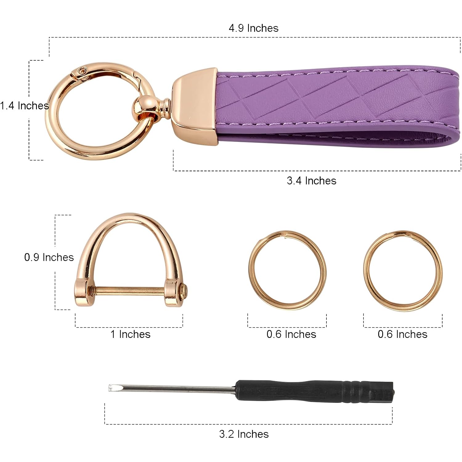 2 Pack Leather Keychains, Car Key chains for women men, Key Fob Holder with Keyrings, Anti-Lost D-Ring