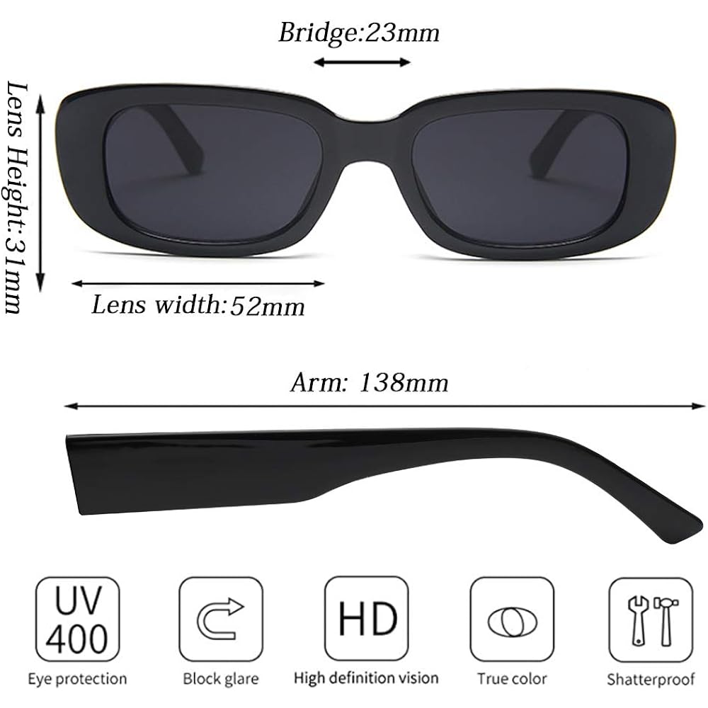 4 Pieces Retro Vintage Sunglasses Small Square Rectangle 90s Glasses Trendy Y2K for Women Aesthetic Accessories
