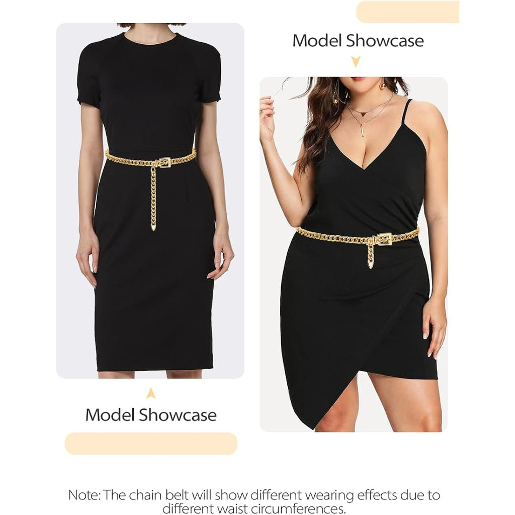 FIORETTO Chain Belt for Women Metal Waist Chain Fashion Multilayer Chain Belts for Dress