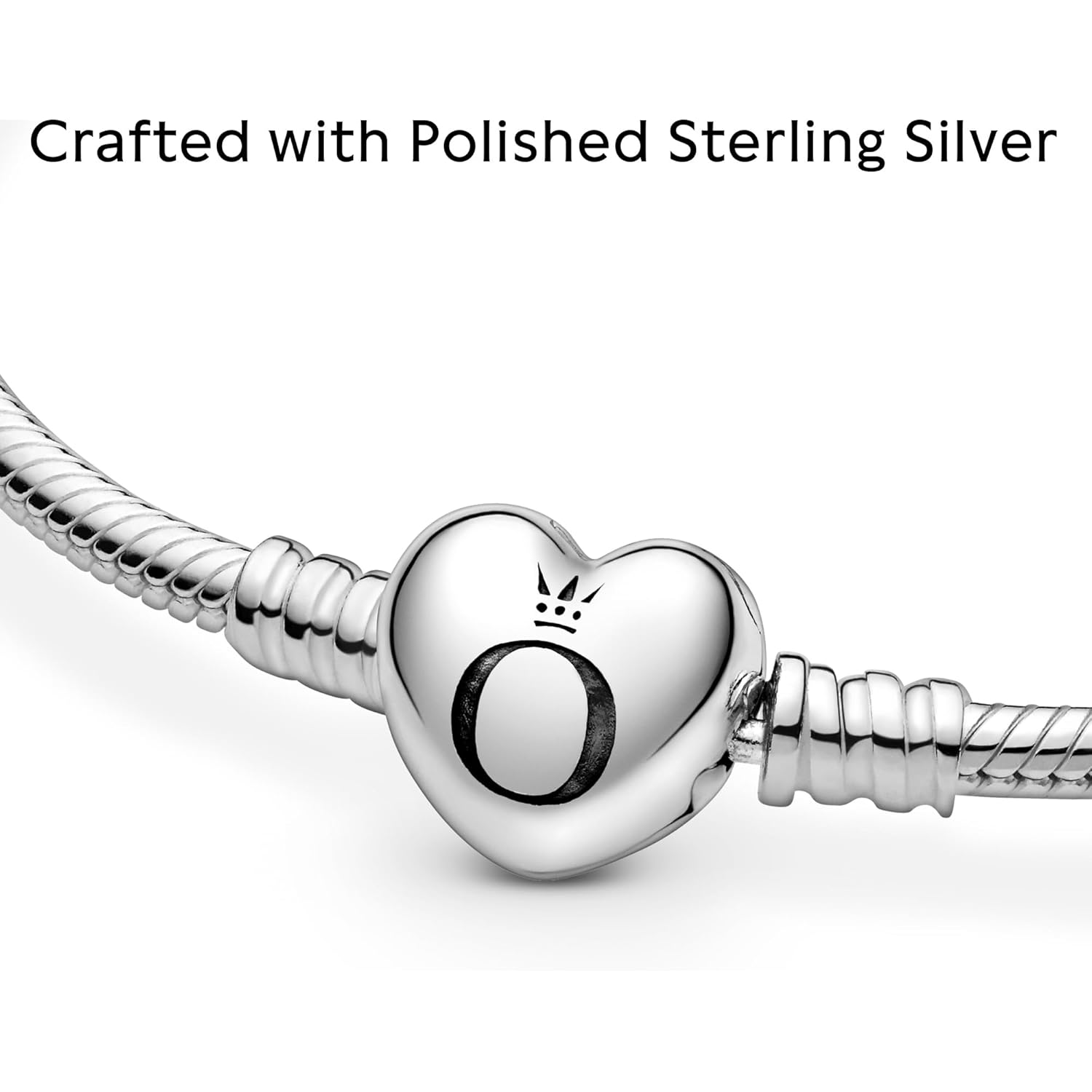 PANDORA Moments Heart Clasp Snake Chain Bracelet - Compatible Moments Charms - Gift for Her - Sterling Silver - With Gift Box