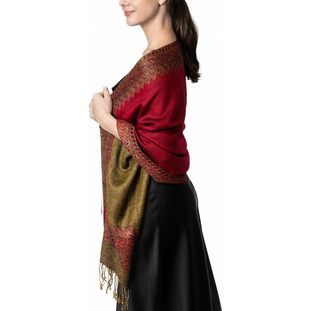 Achillea Big Paisley Pashmina Shawl Wrap for Women – Elegant Scarf for Weddings, Evening Dresses, Festivals & Daily Wear