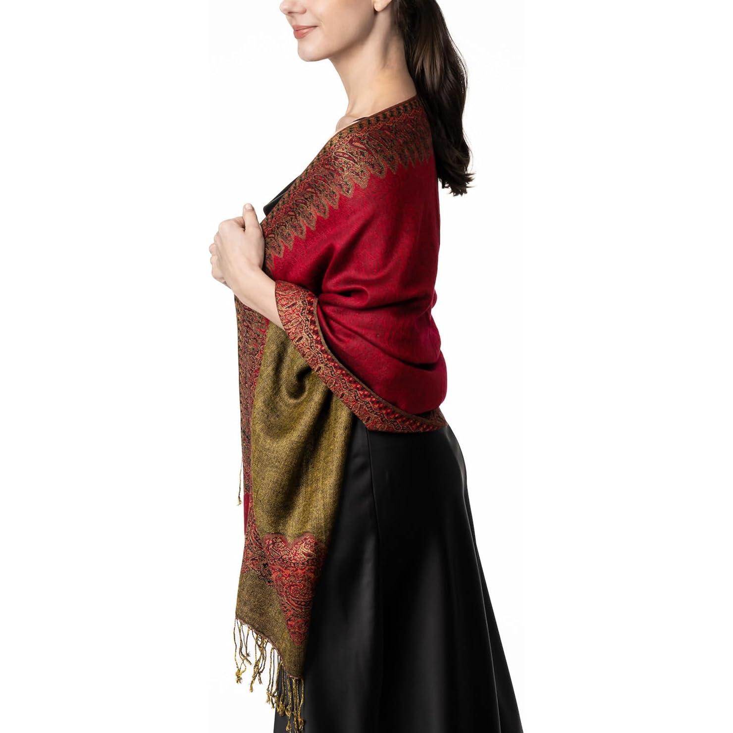 Achillea Big Paisley Pashmina Shawl Wrap for Women – Elegant Scarf for Weddings, Evening Dresses, Festivals & Daily Wear