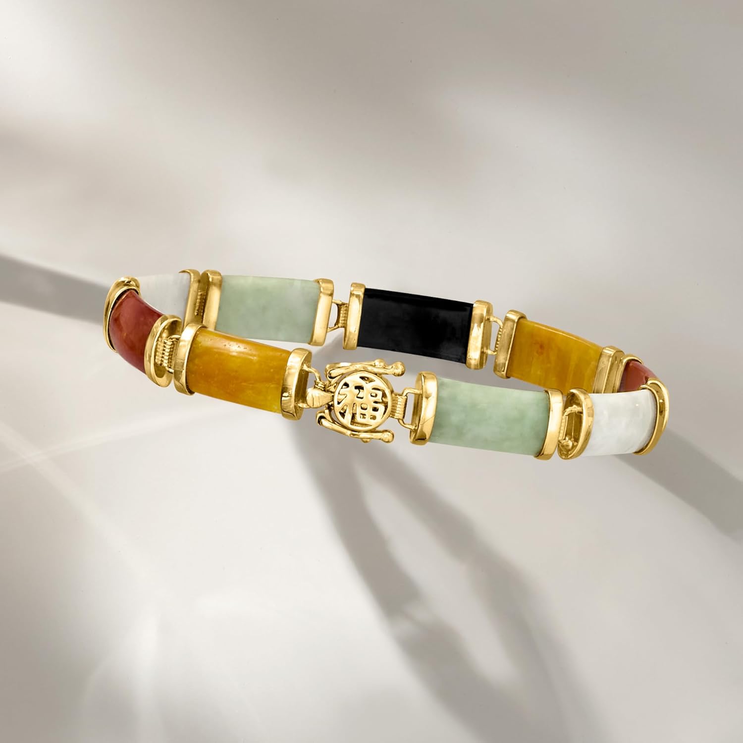 Ross-Simons Good Fortune Jade Bracelet in 18kt Gold Over Sterling