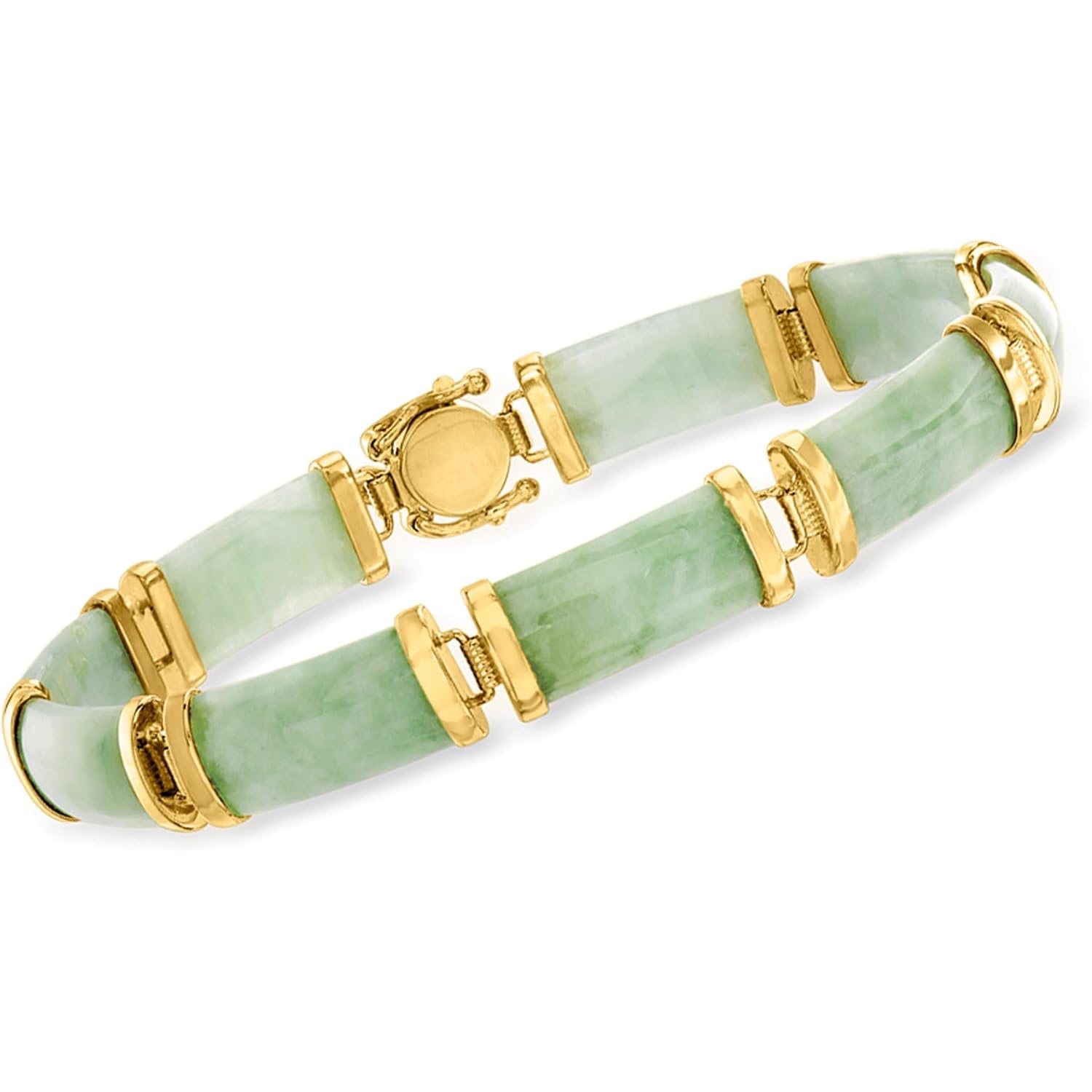 Ross-Simons Jade Good Fortune Bracelet in 18kt Gold Over Sterling
