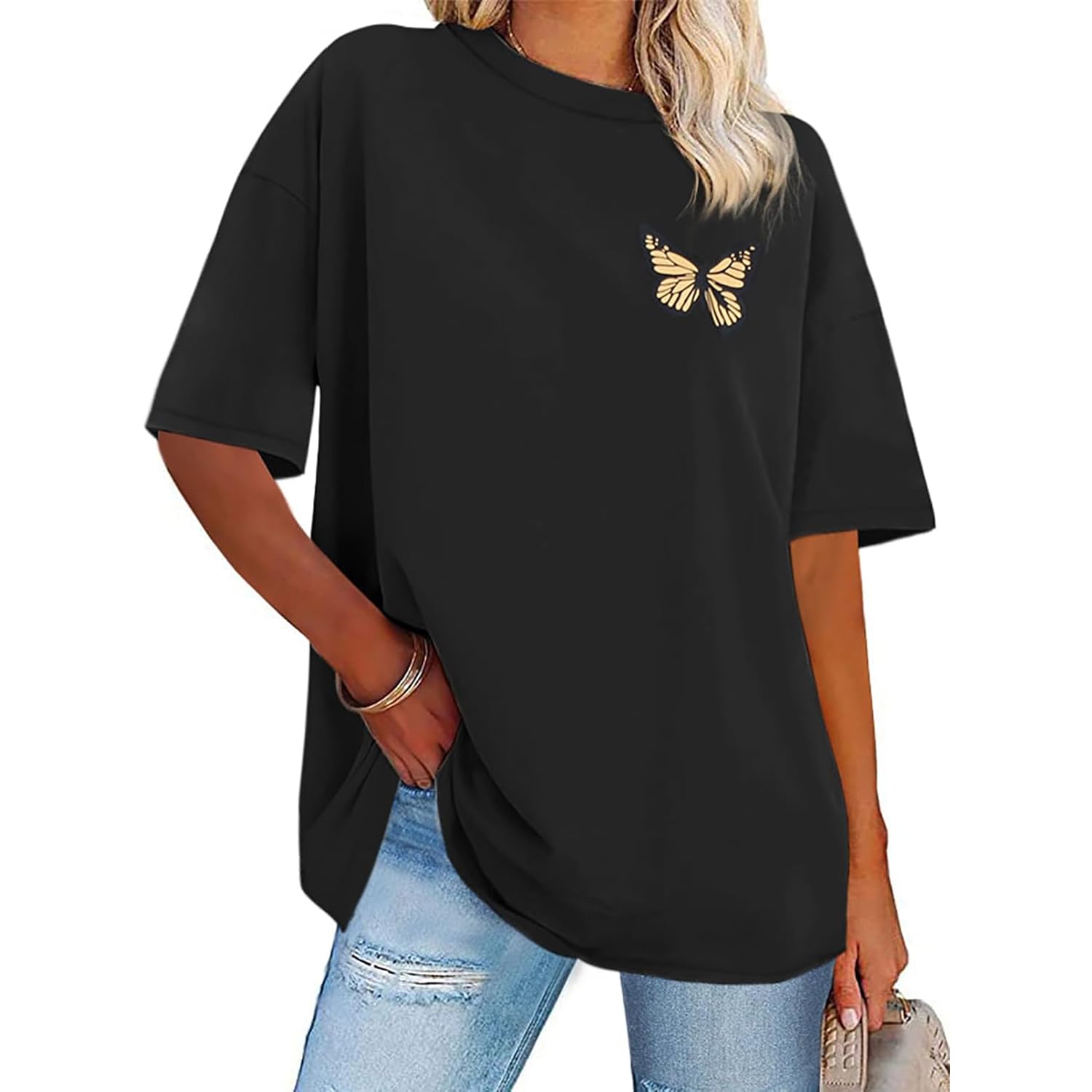 Womens Oversized Tshirt Graphic Tees Crew Neck Summer Short Sleeve Loose Fit Tops