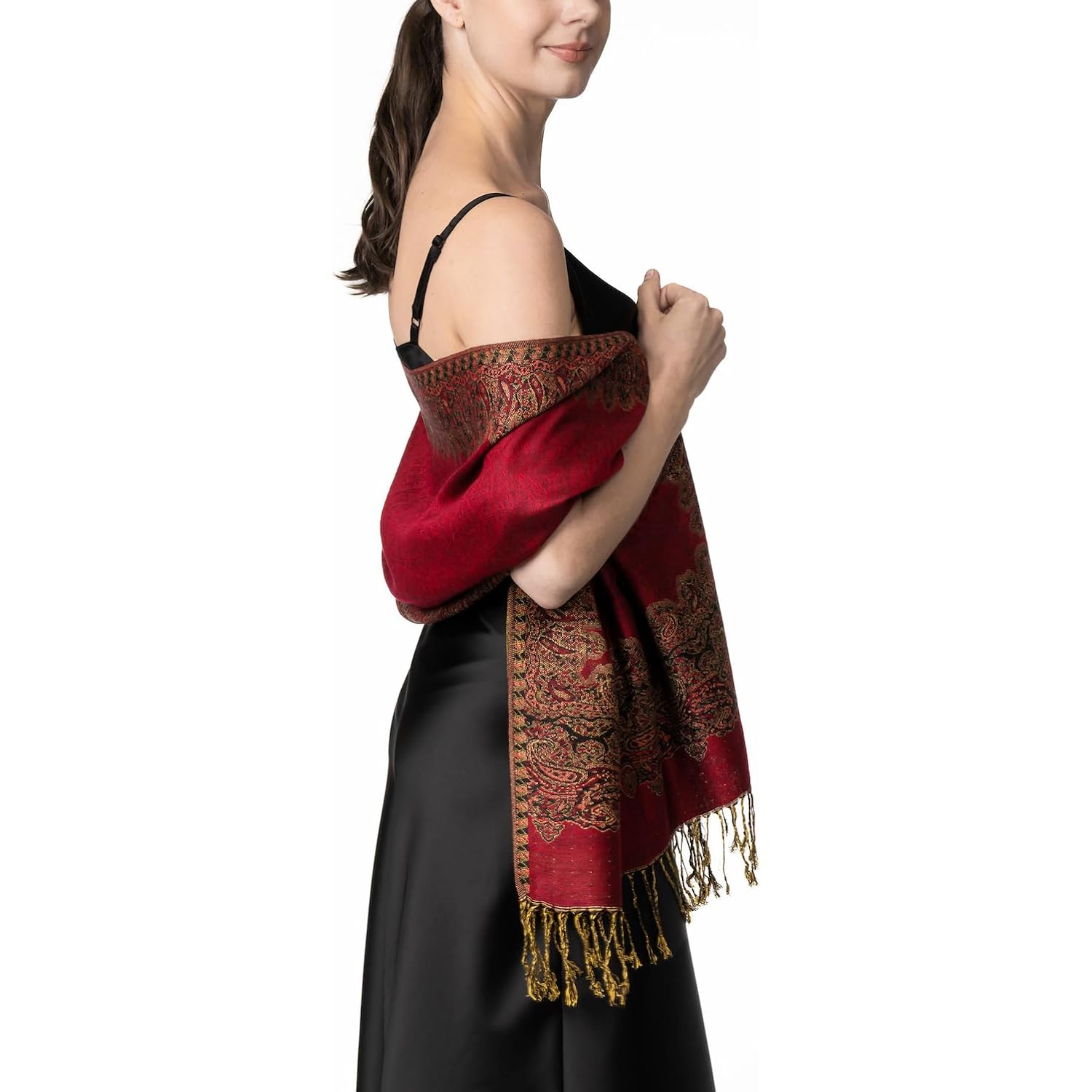 Achillea Big Paisley Pashmina Shawl Wrap for Women – Elegant Scarf for Weddings, Evening Dresses, Festivals & Daily Wear